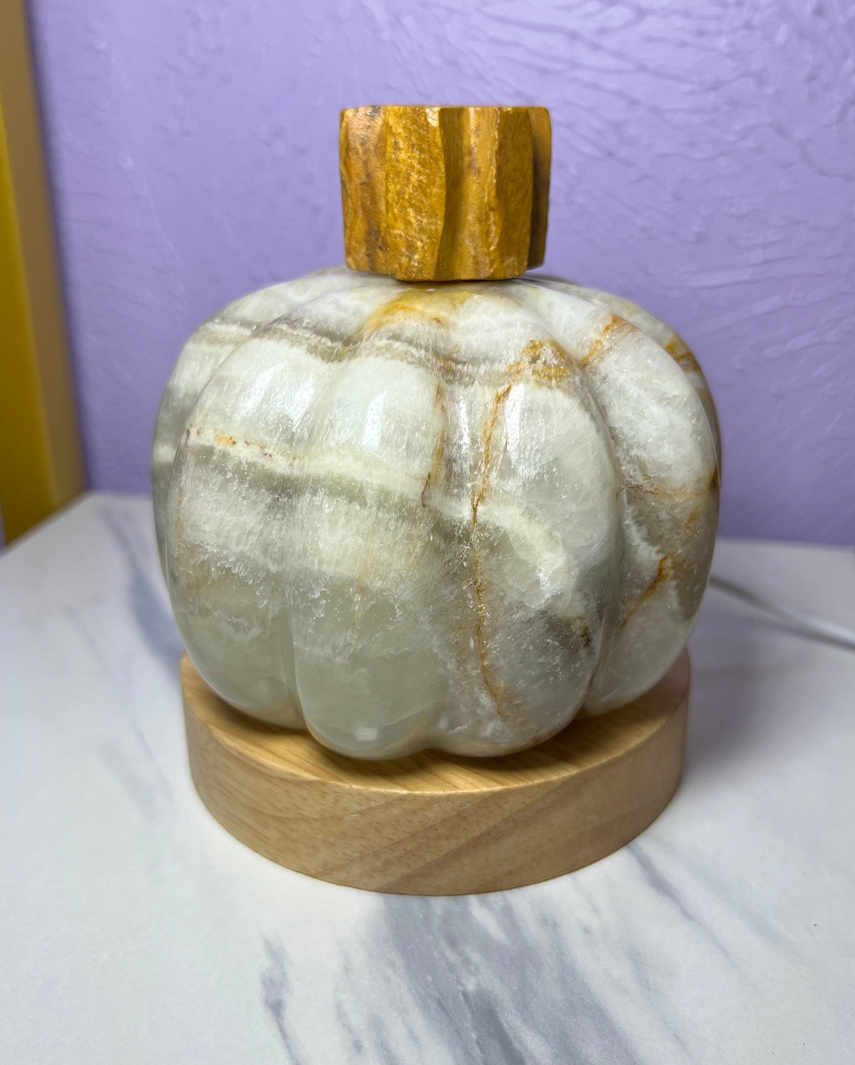 Mexican Onyx Pumpkin Lamps