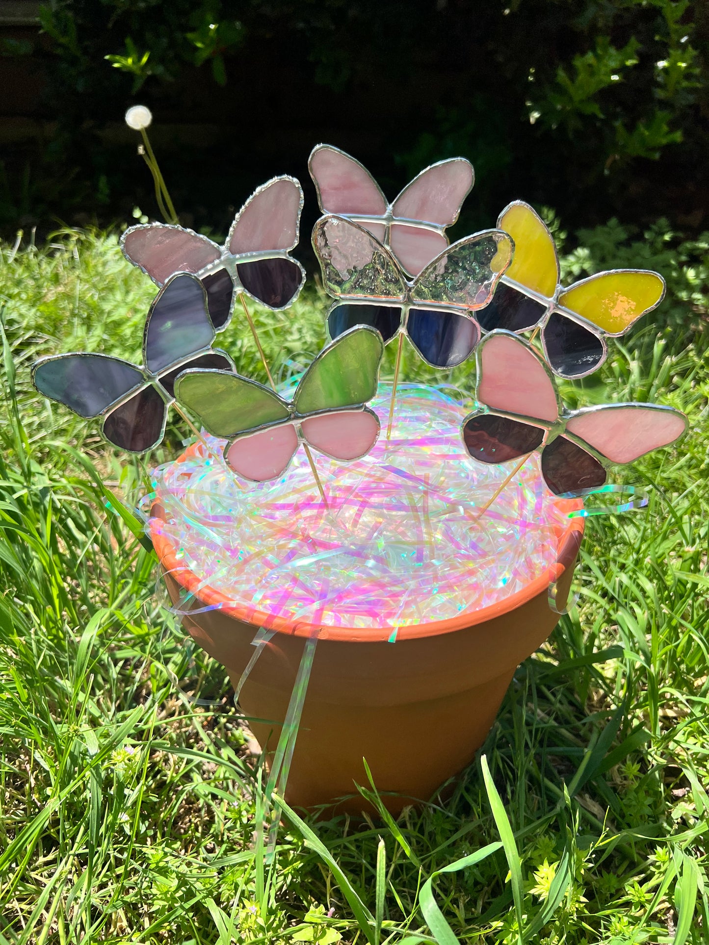 Stained Glass Butterfly Plant Stakes
