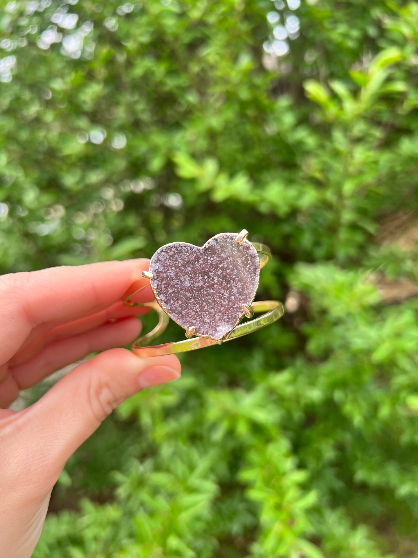 Amethyst Heart Cuff Bracelets