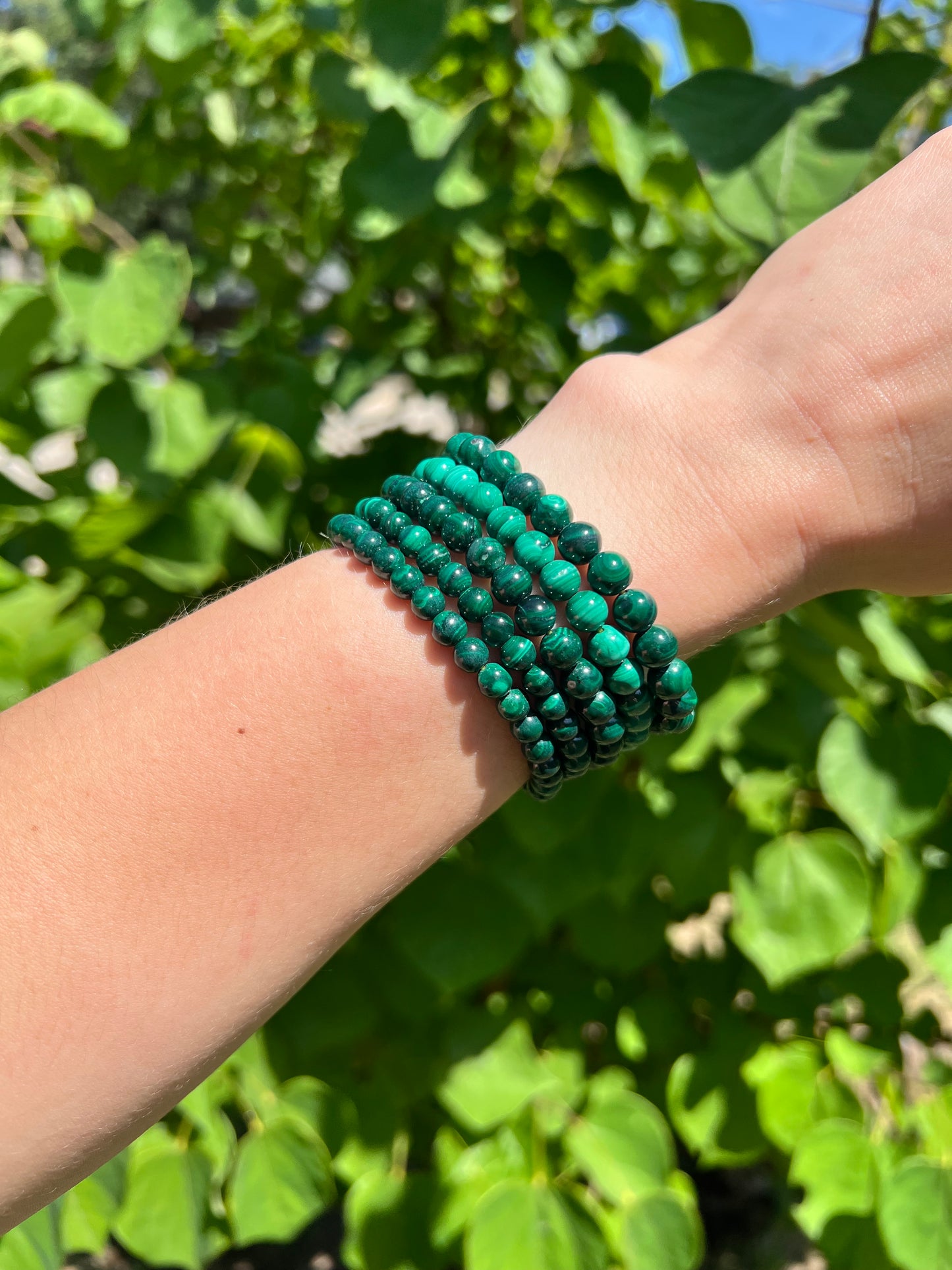 5 mm Malachite Beaded Bracelets