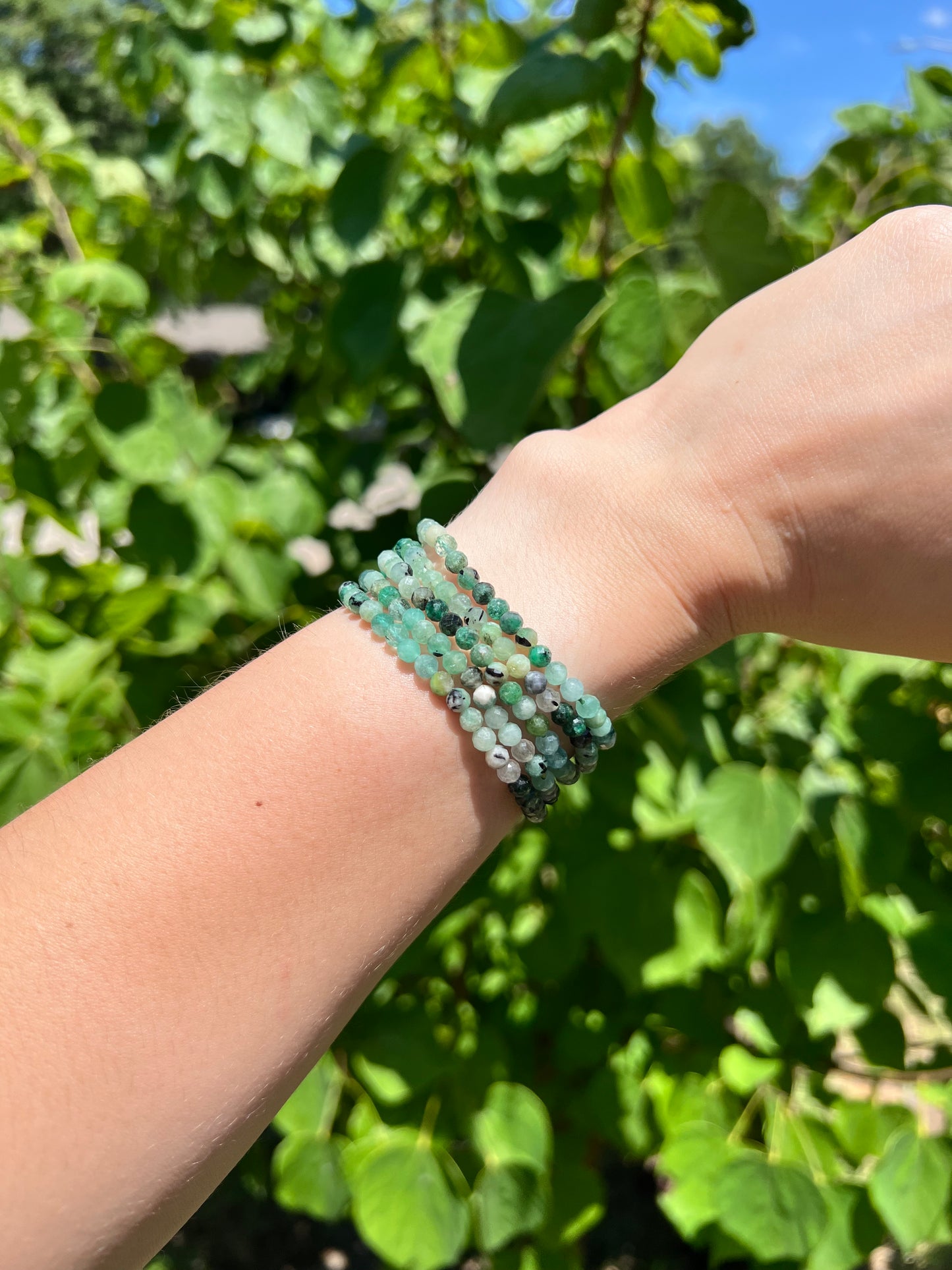 4 mm Faceted Emerald Beaded Bracelets
