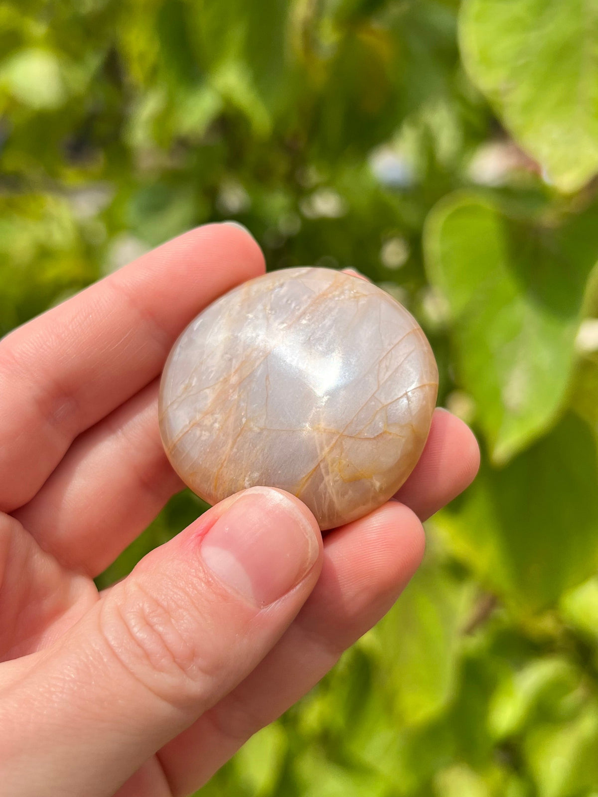 Peach Moonstone Palm Stones