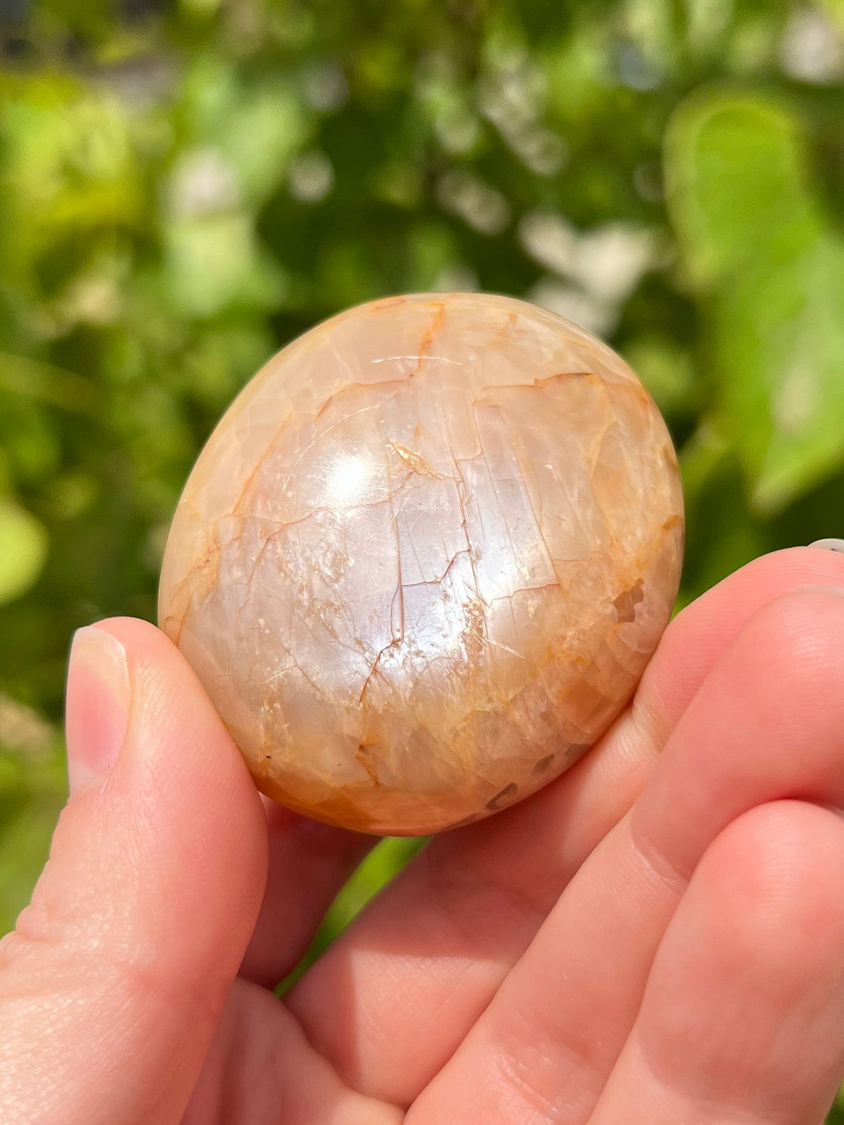 Peach Moonstone Palm Stones