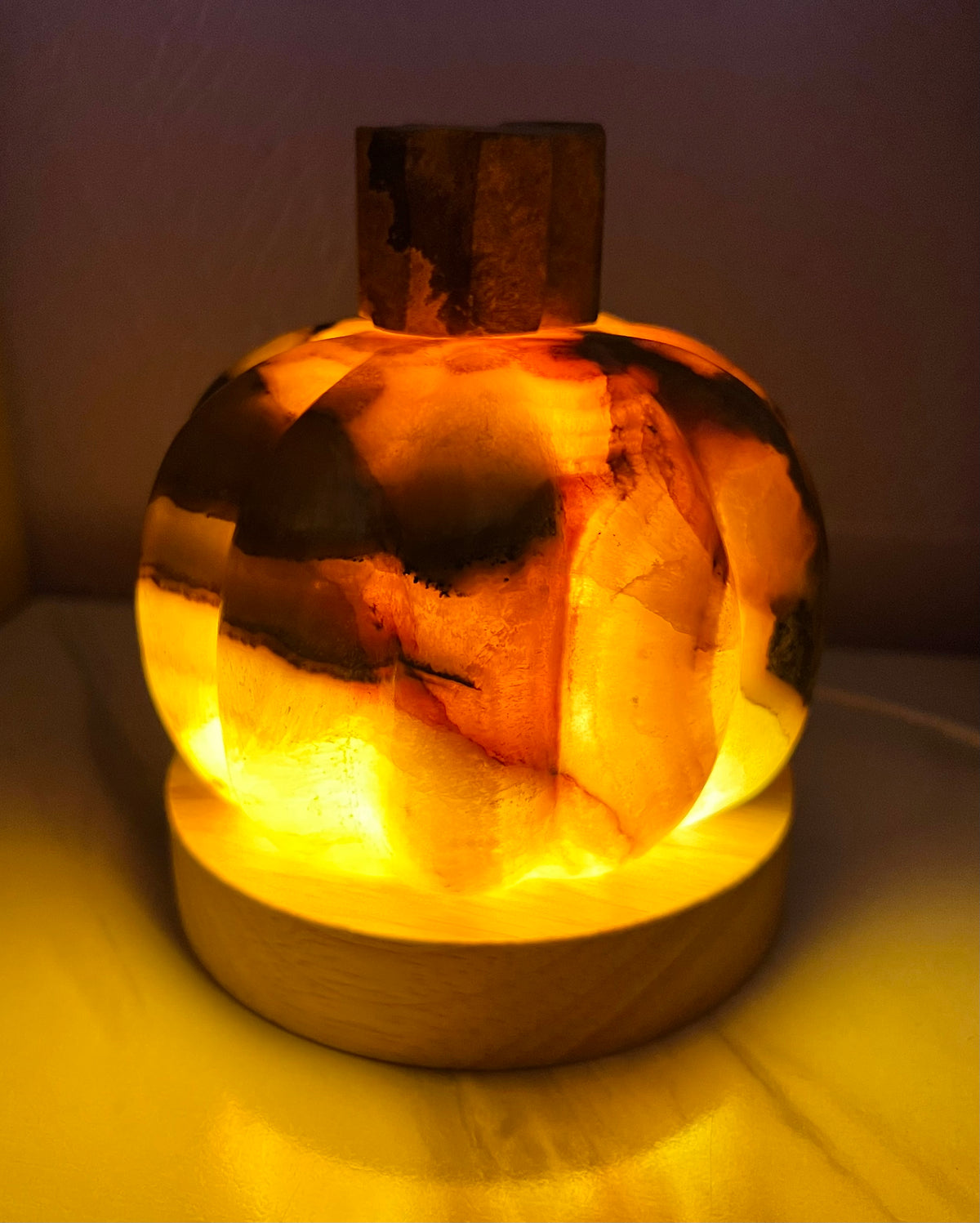 Mexican Onyx Pumpkin Lamps