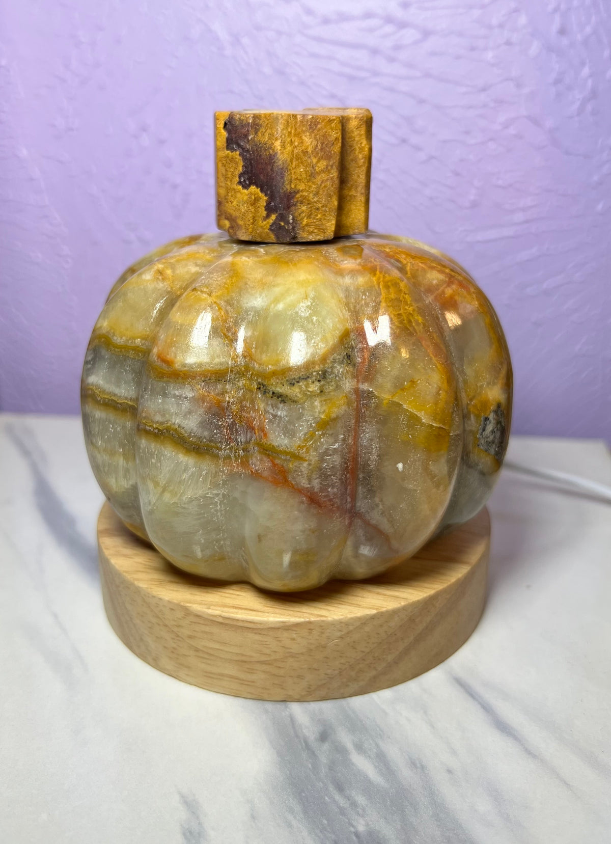 Mexican Onyx Pumpkin Lamps