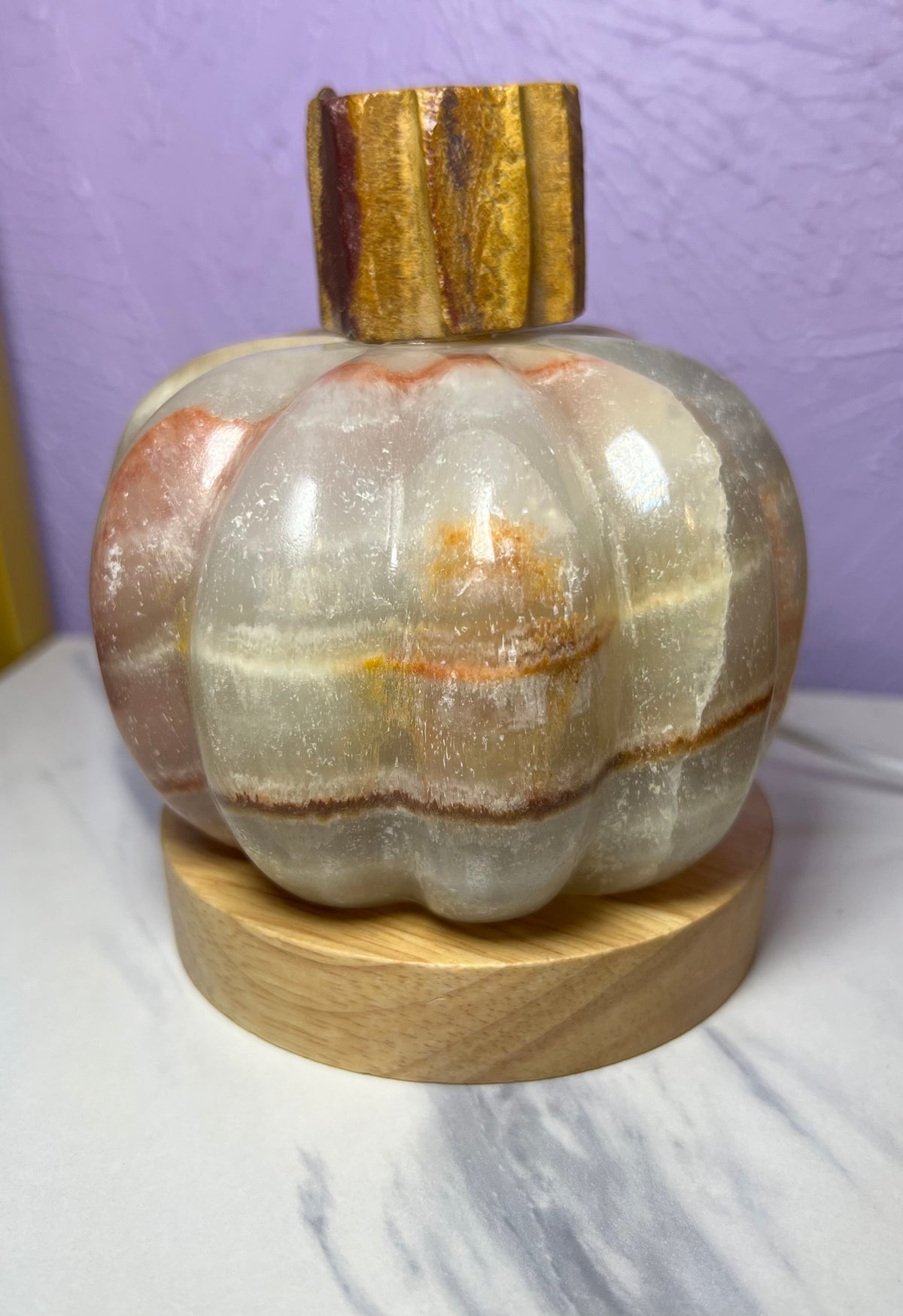 Mexican Onyx Pumpkin Lamps