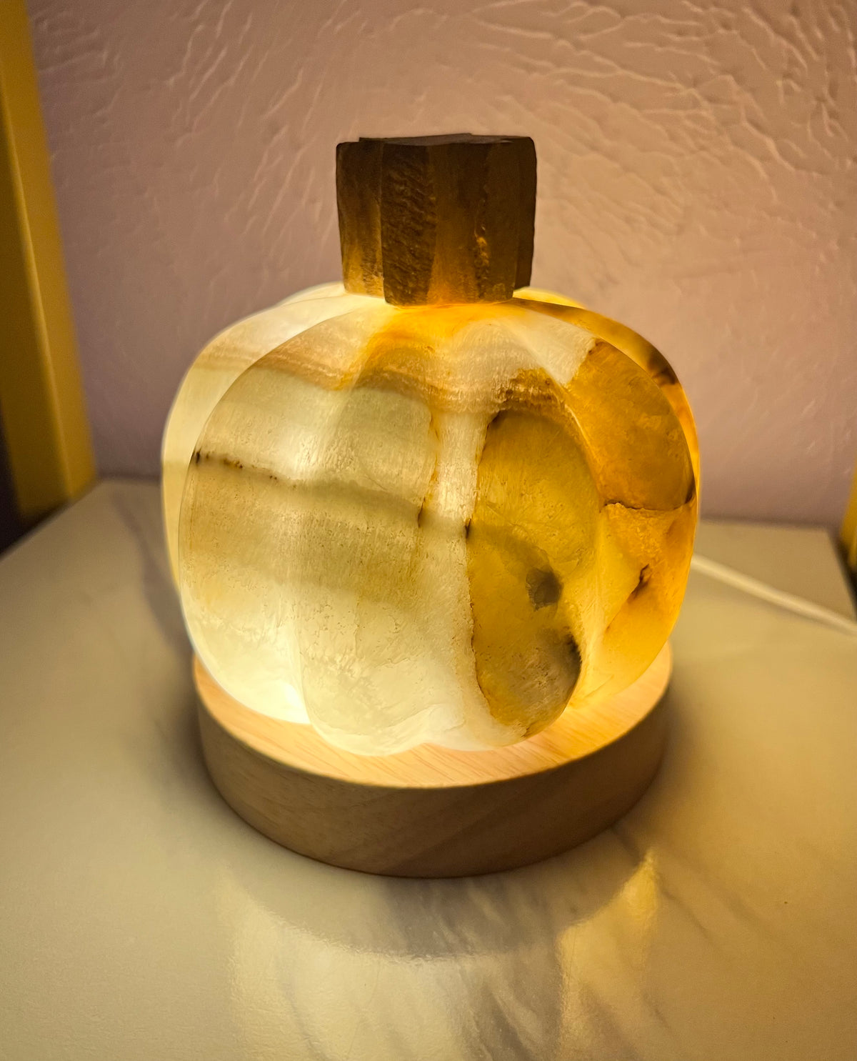 Mexican Onyx Pumpkin Lamps