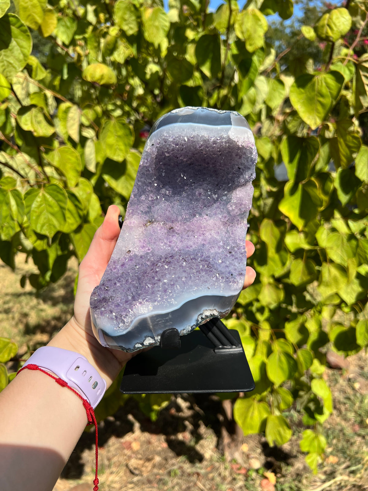Amethyst with Agate Freeforms on Stands