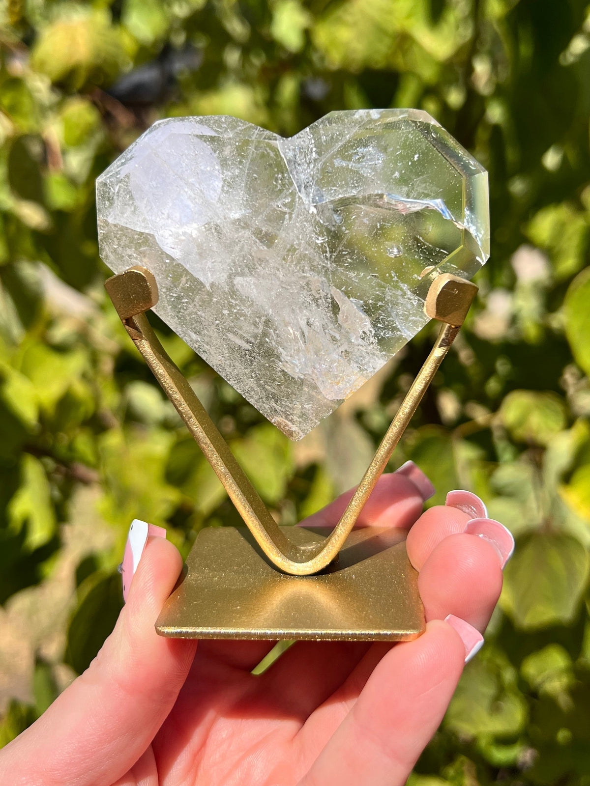Faceted Quartz Hearts on Stands