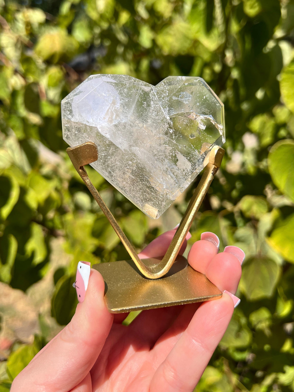 Faceted Quartz Hearts on Stands
