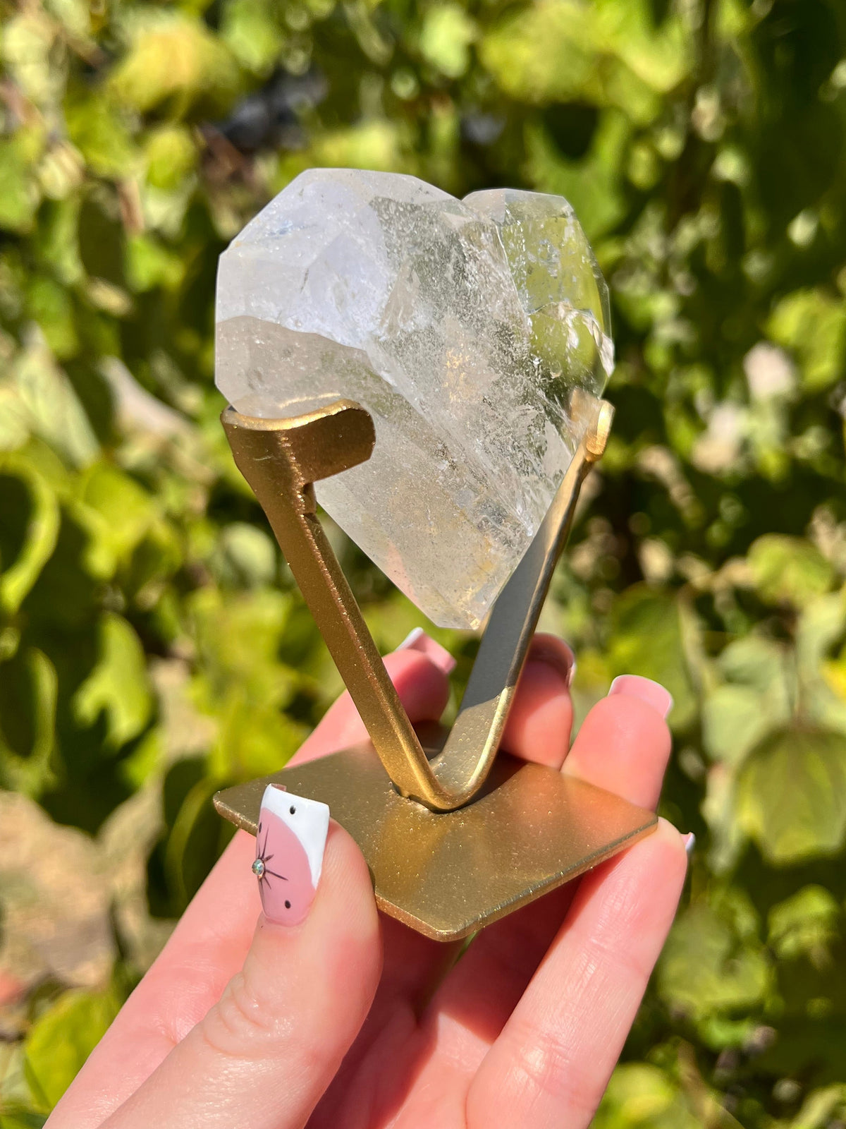 Faceted Quartz Hearts on Stands