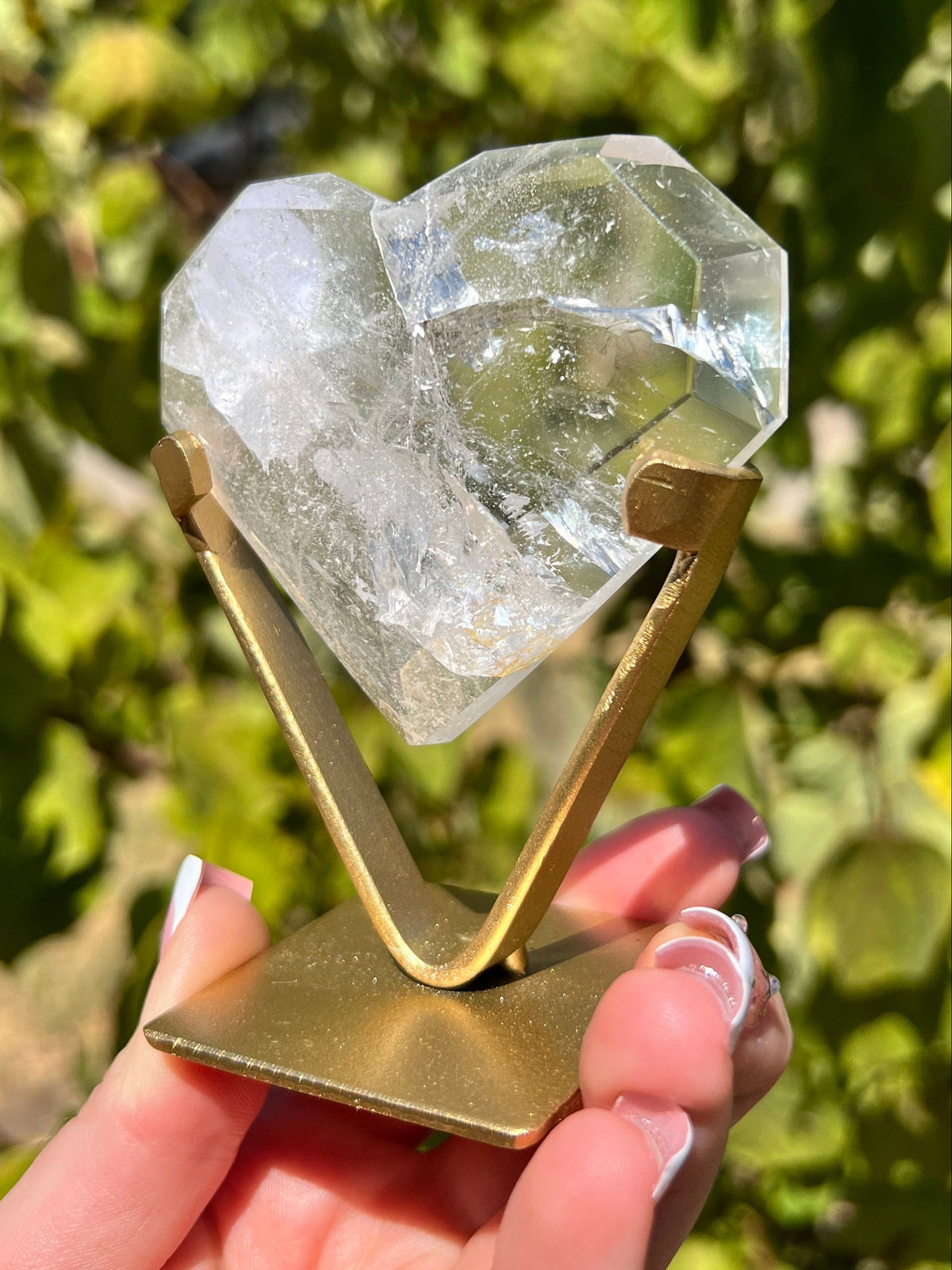 Faceted Quartz Hearts on Stands