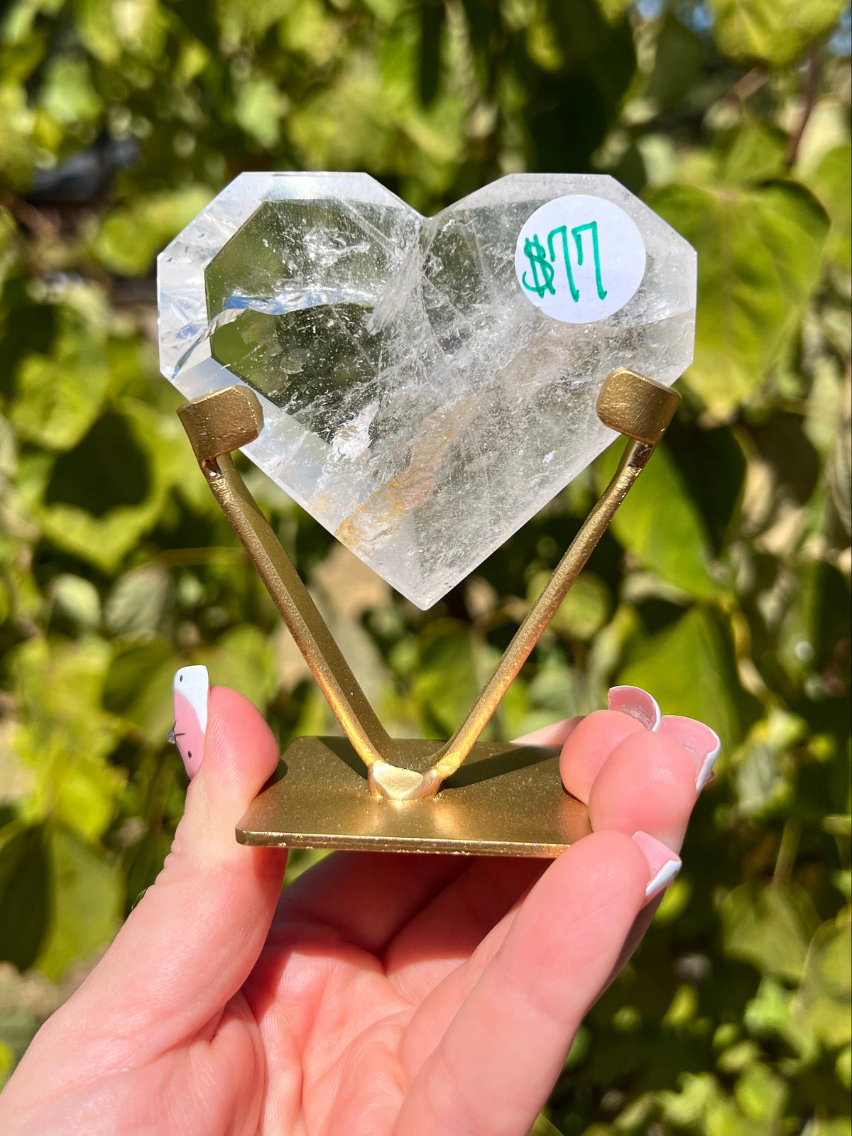 Faceted Quartz Hearts on Stands