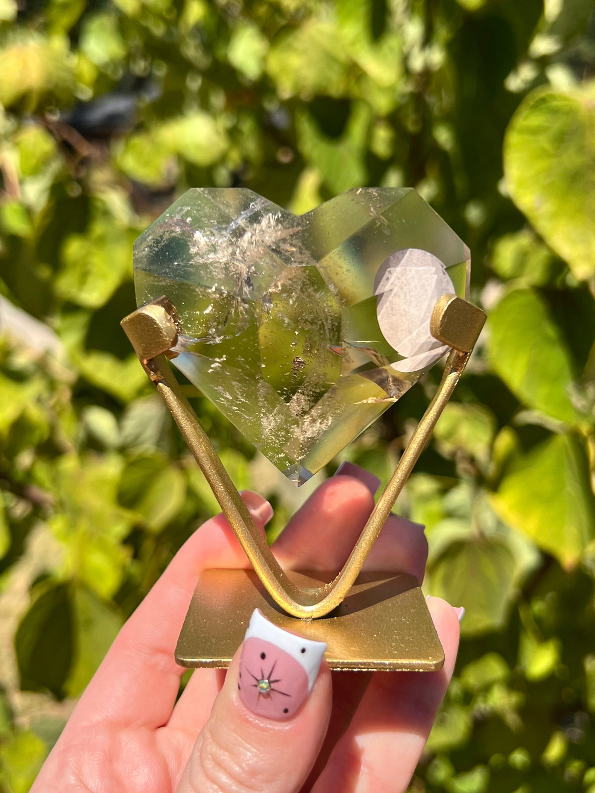 Faceted Quartz Hearts on Stands
