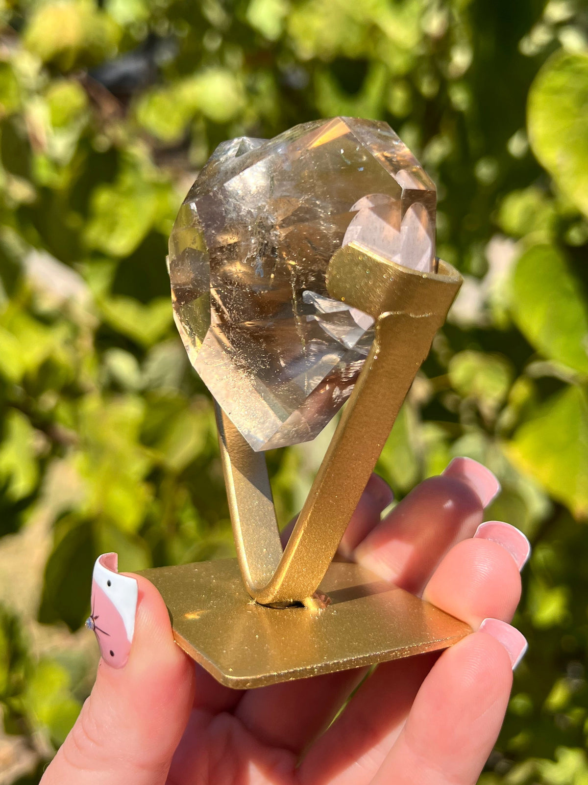 Faceted Quartz Hearts on Stands