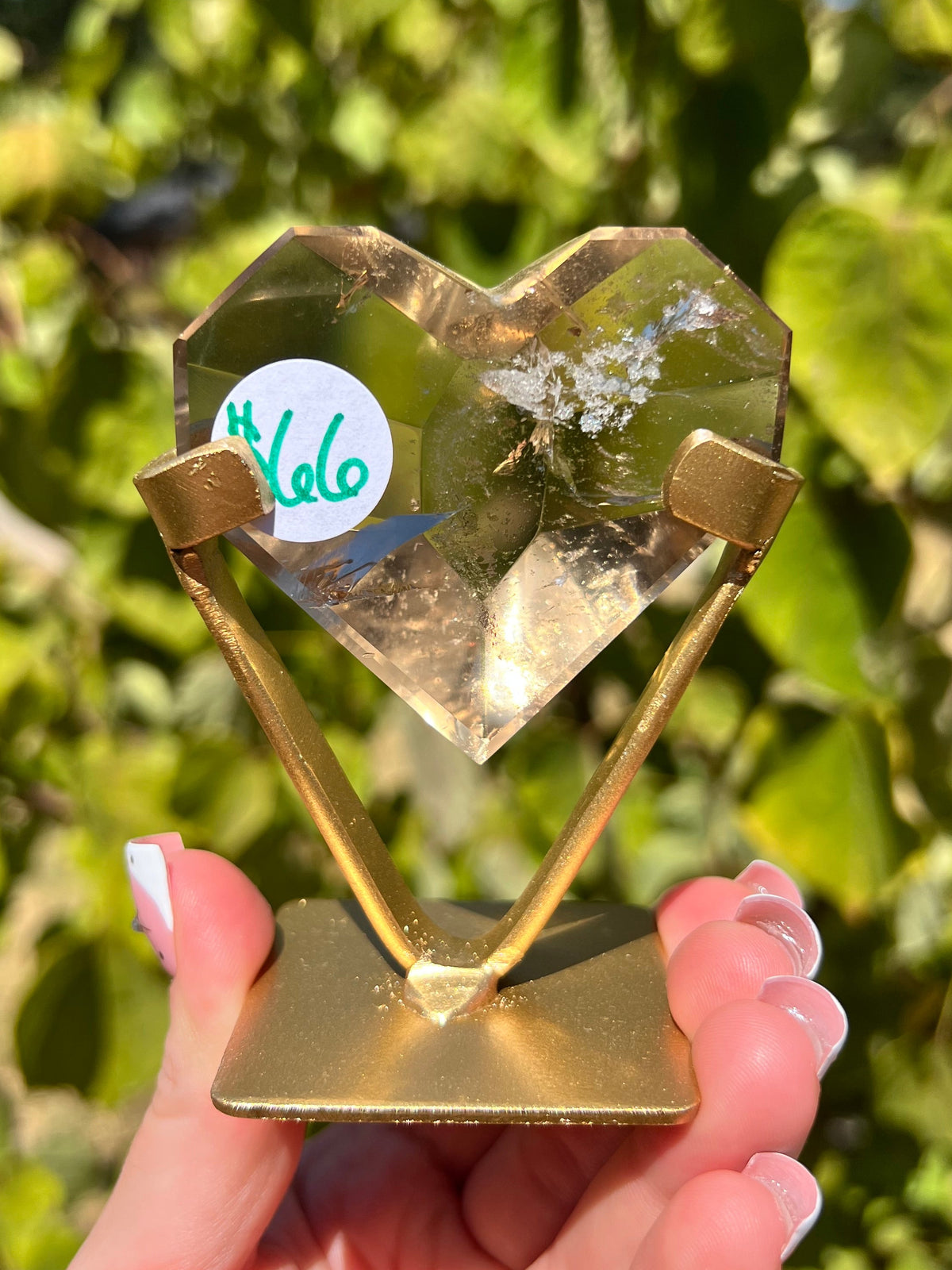 Faceted Quartz Hearts on Stands