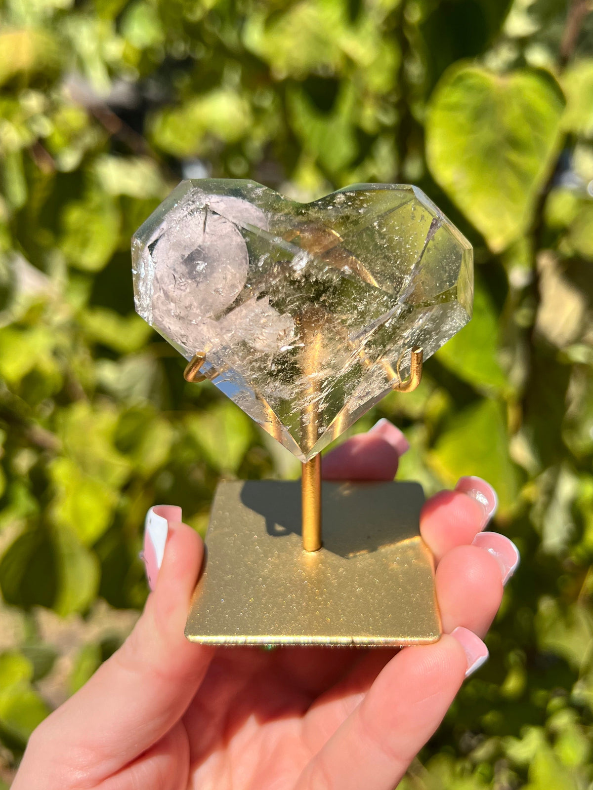 Faceted Quartz Hearts on Stands