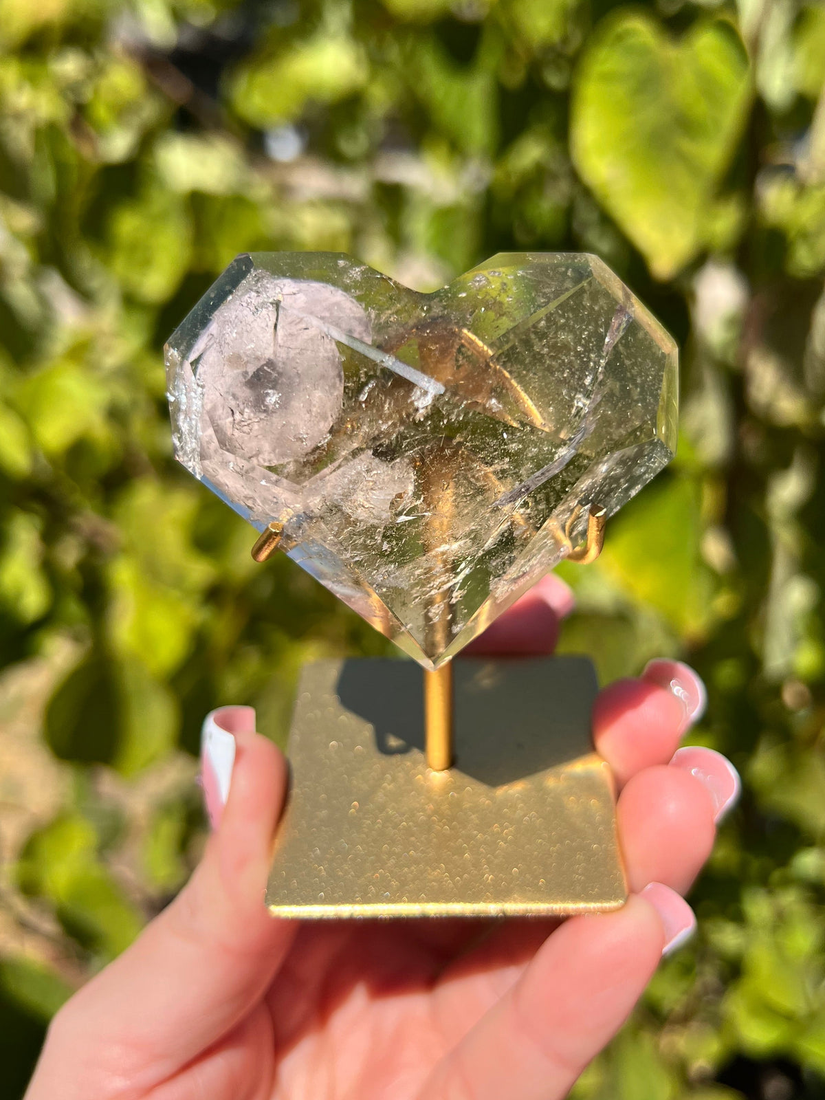 Faceted Quartz Hearts on Stands