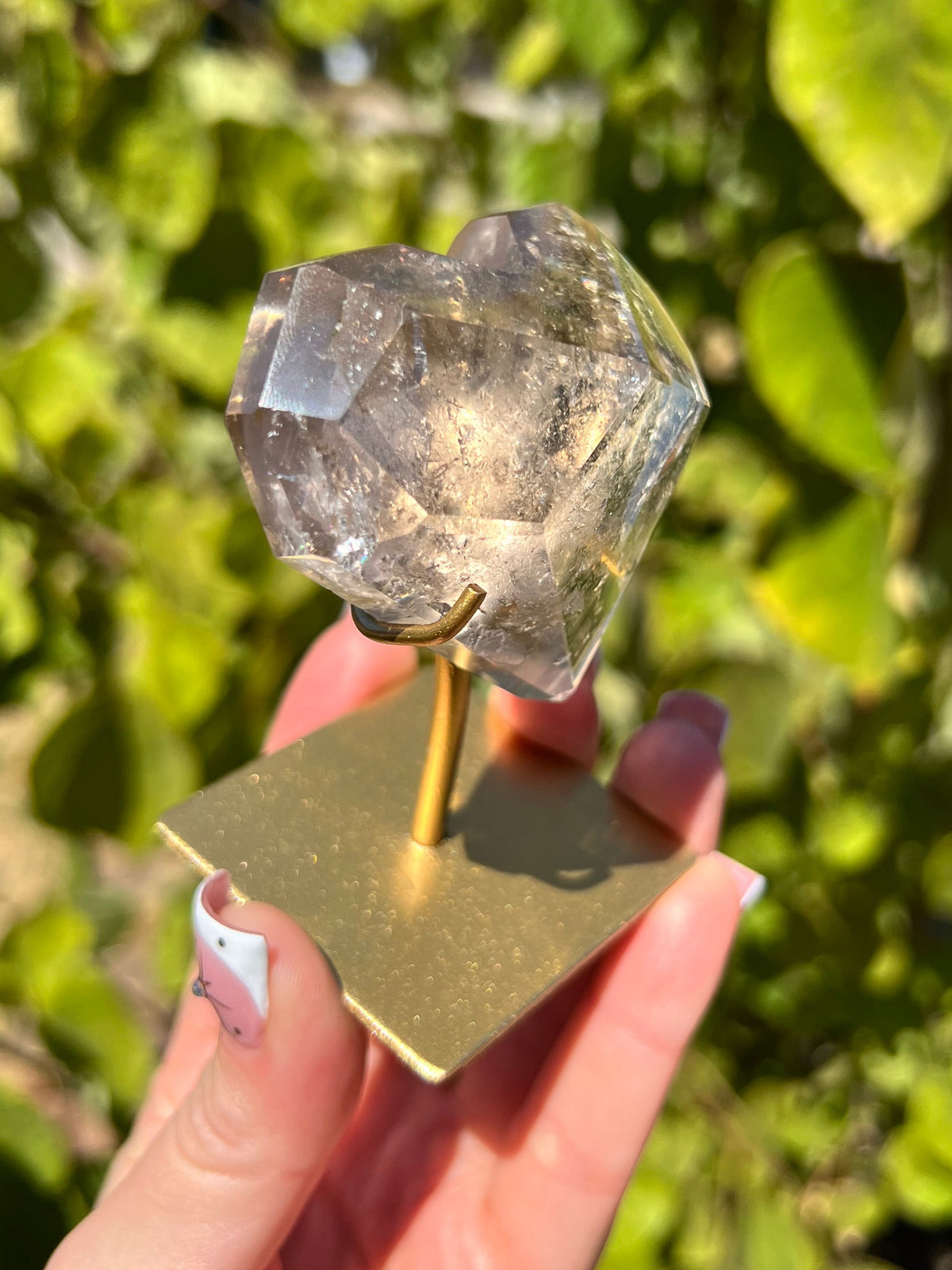 Faceted Quartz Hearts on Stands