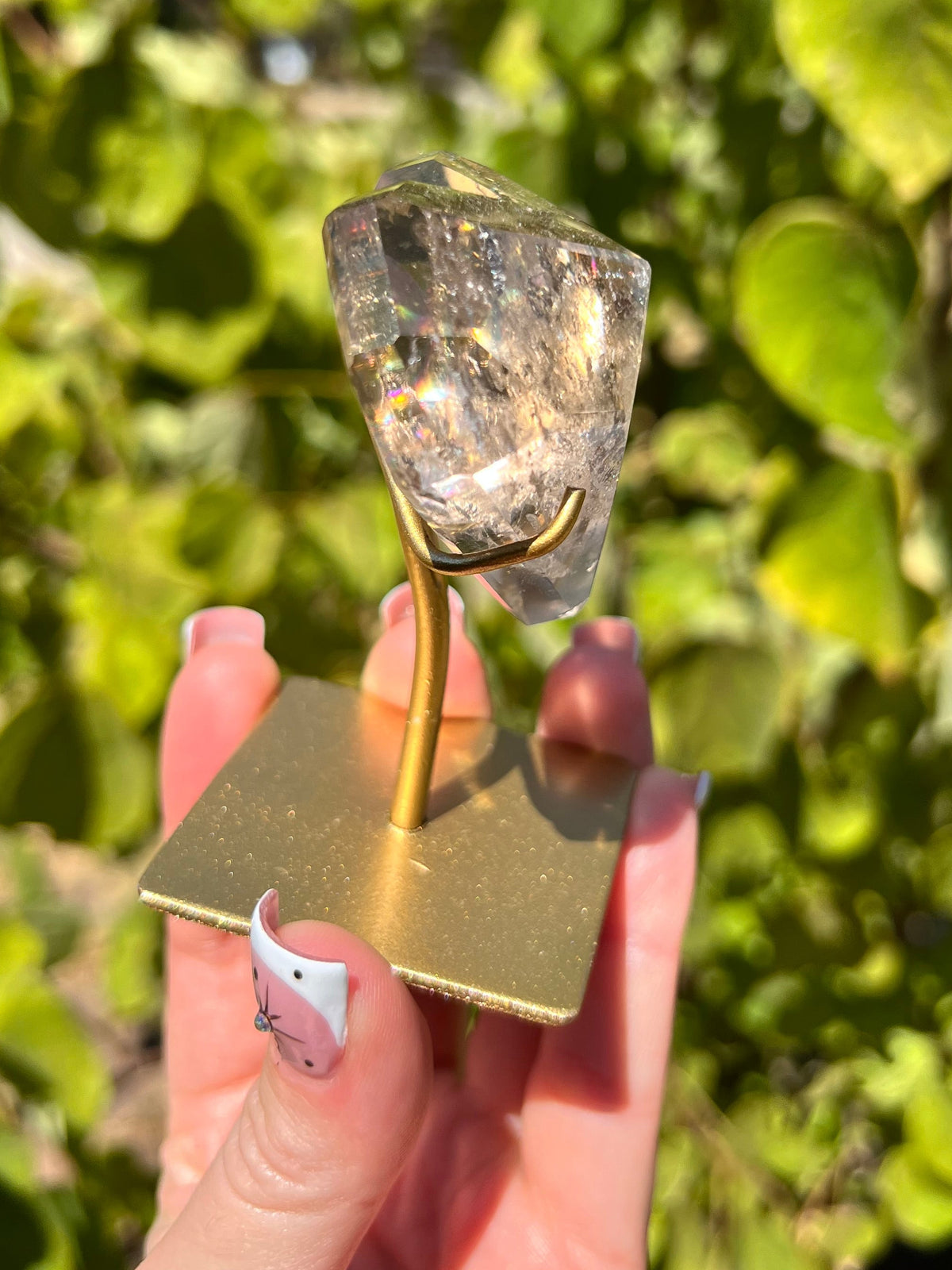 Faceted Quartz Hearts on Stands