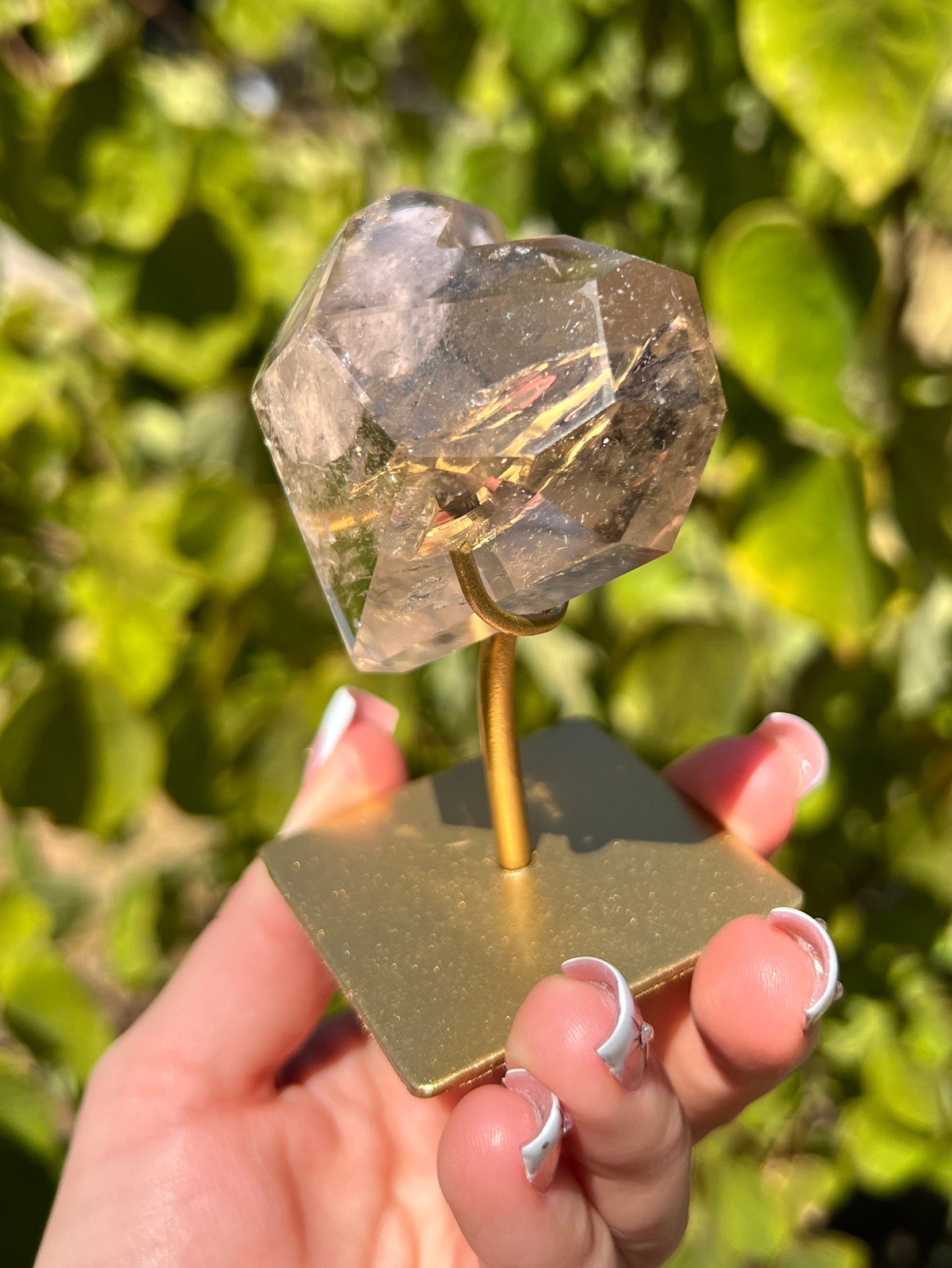 Faceted Quartz Hearts on Stands