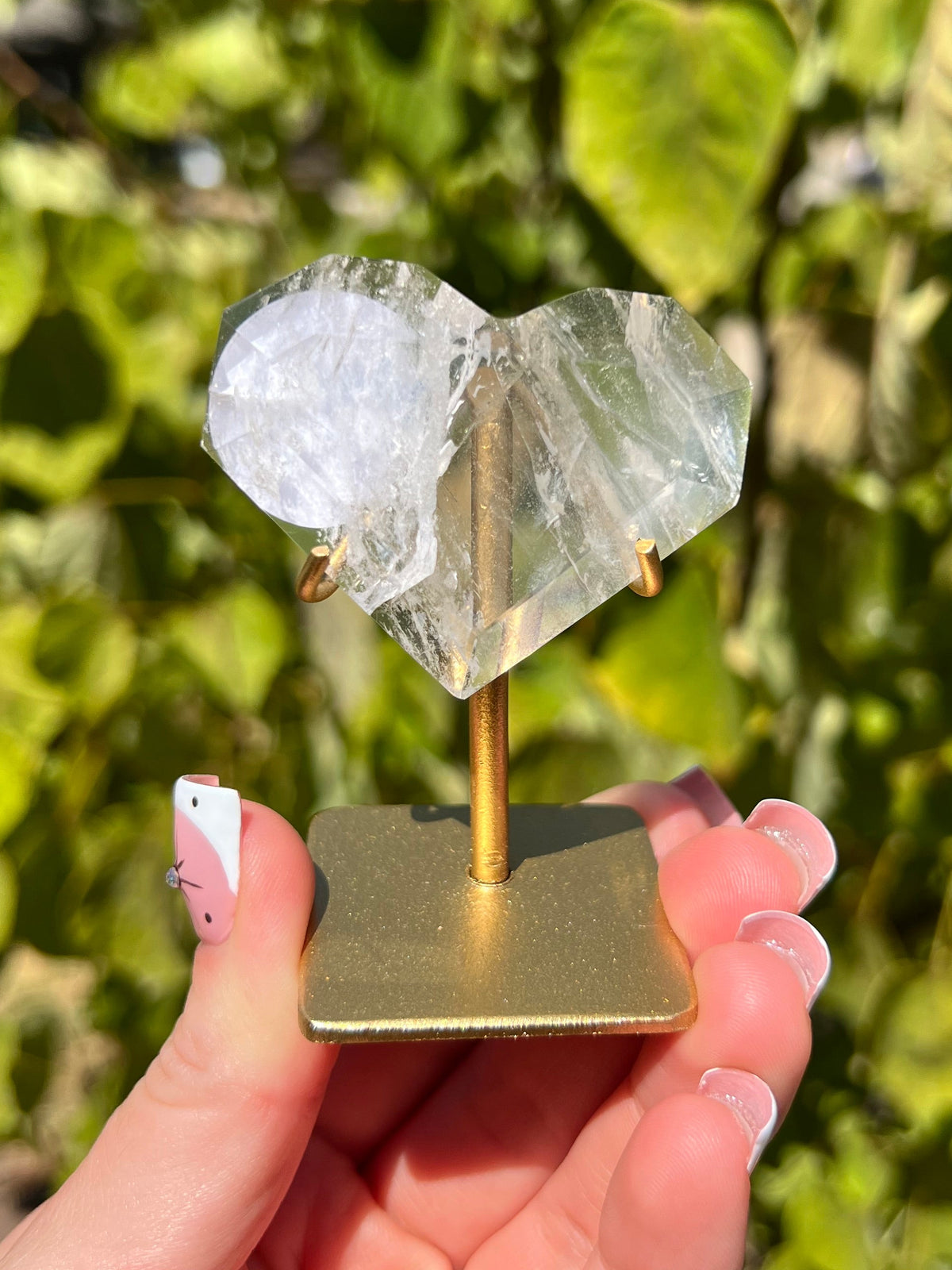 Faceted Quartz Hearts on Stands