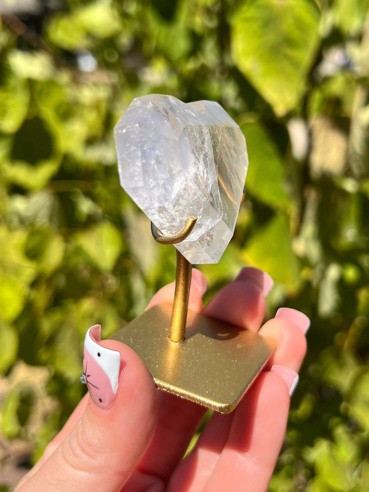 Faceted Quartz Hearts on Stands