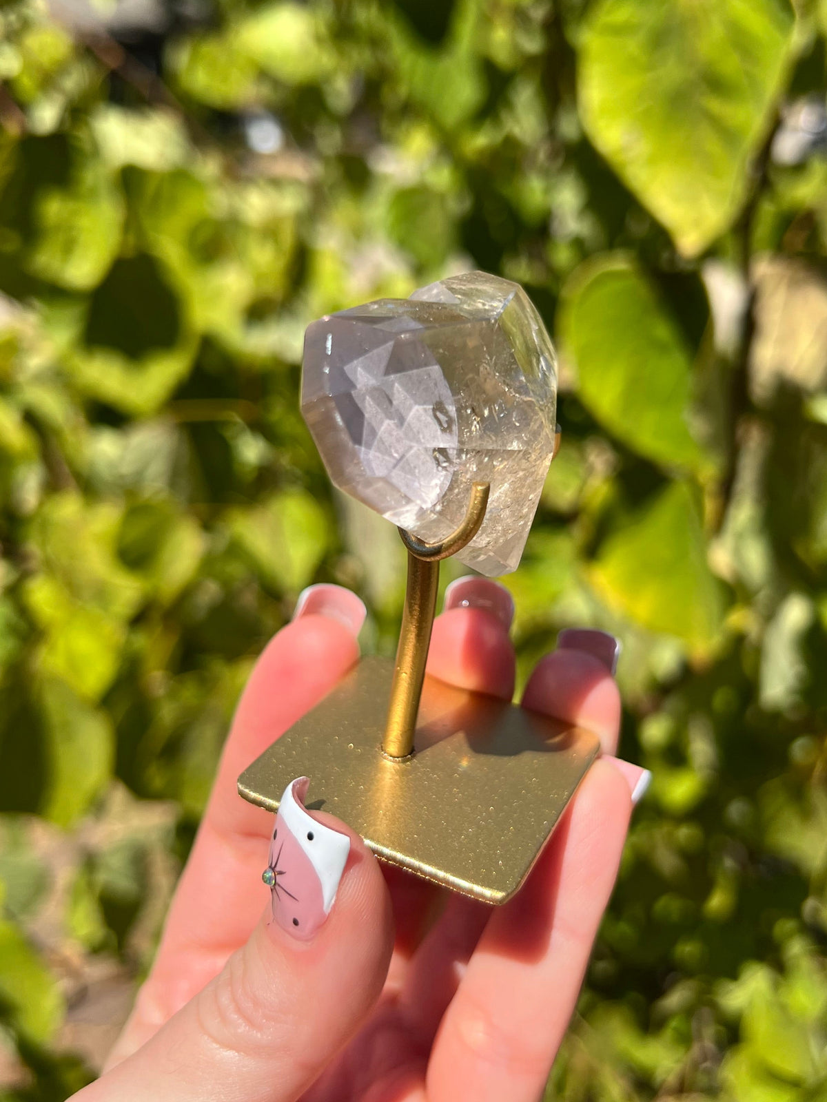 Faceted Quartz Hearts on Stands