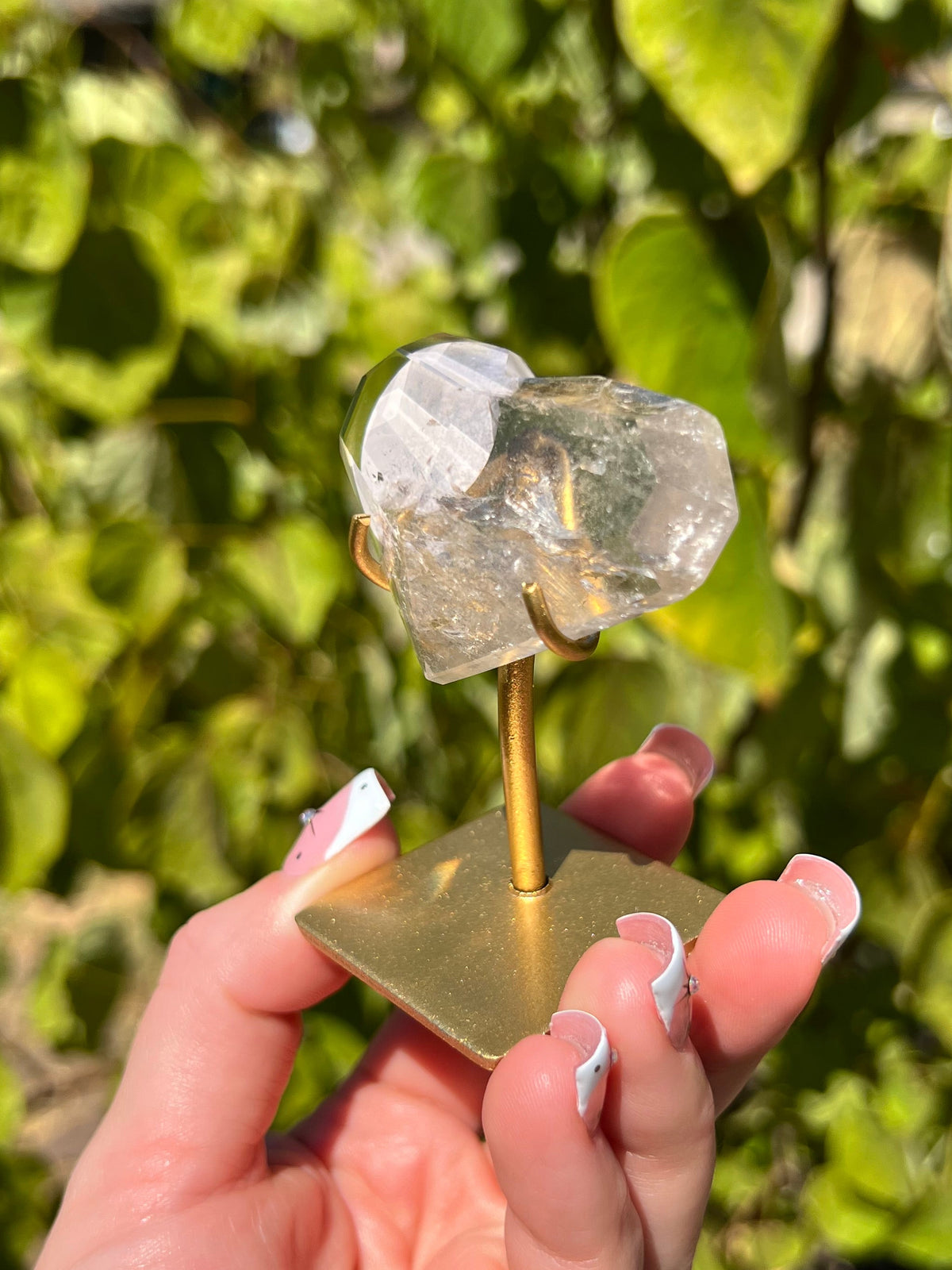 Faceted Quartz Hearts on Stands