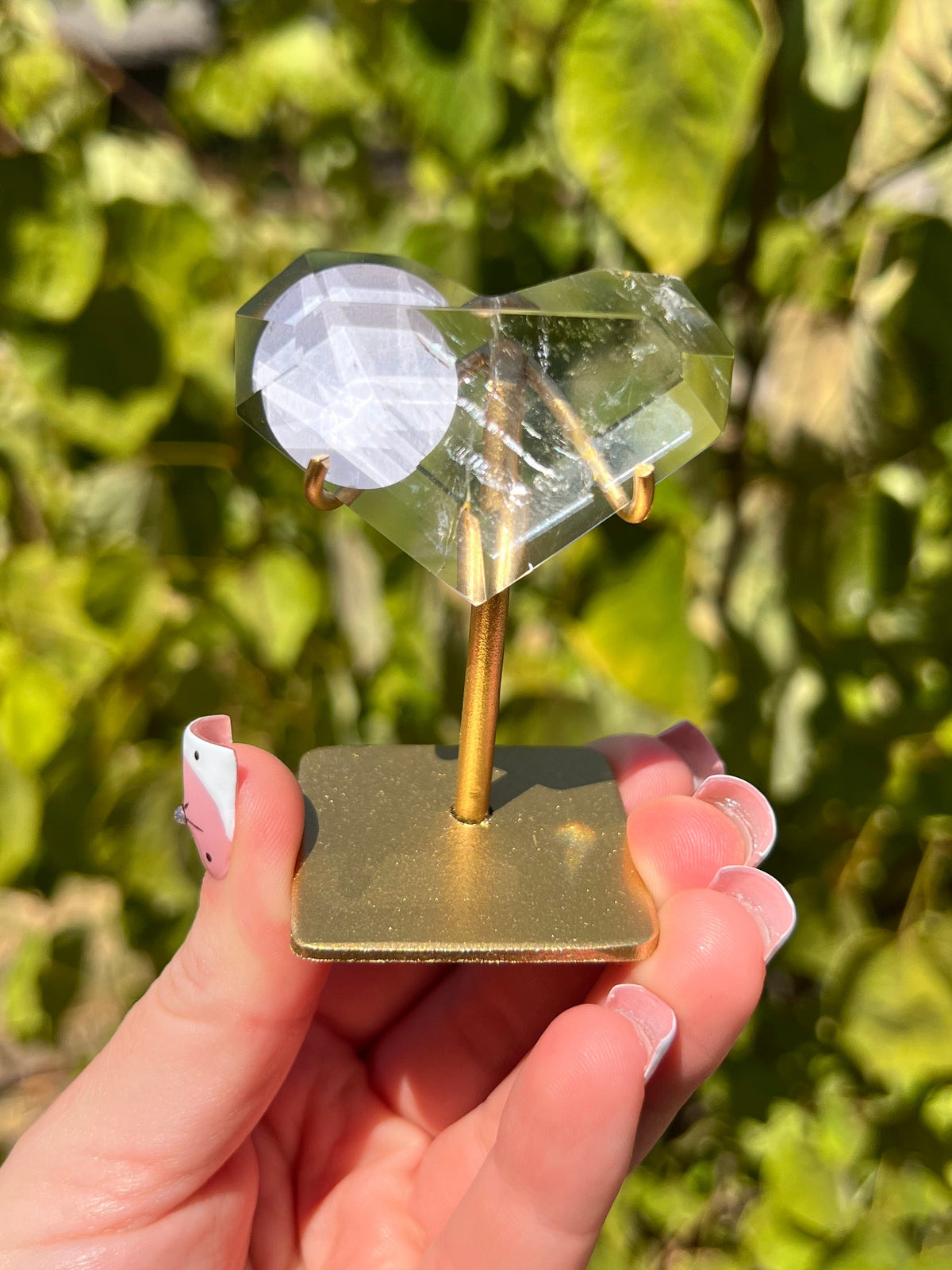 Faceted Quartz Hearts on Stands