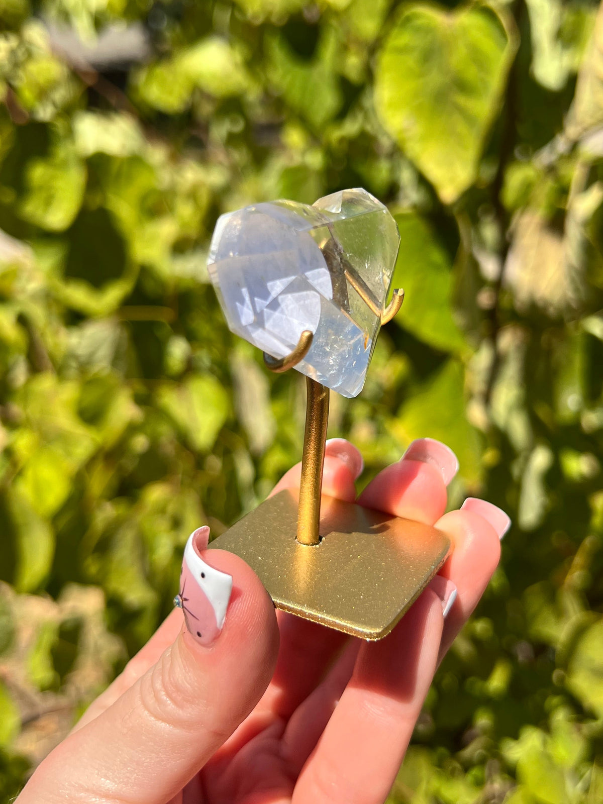 Faceted Quartz Hearts on Stands