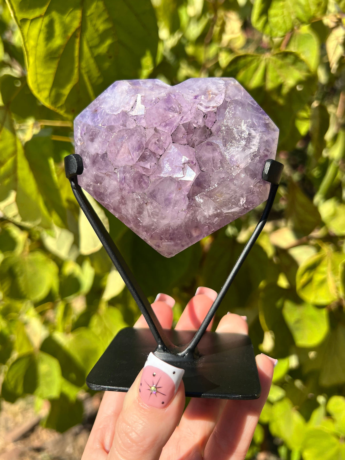 Faceted Amethyst Heart on Stand