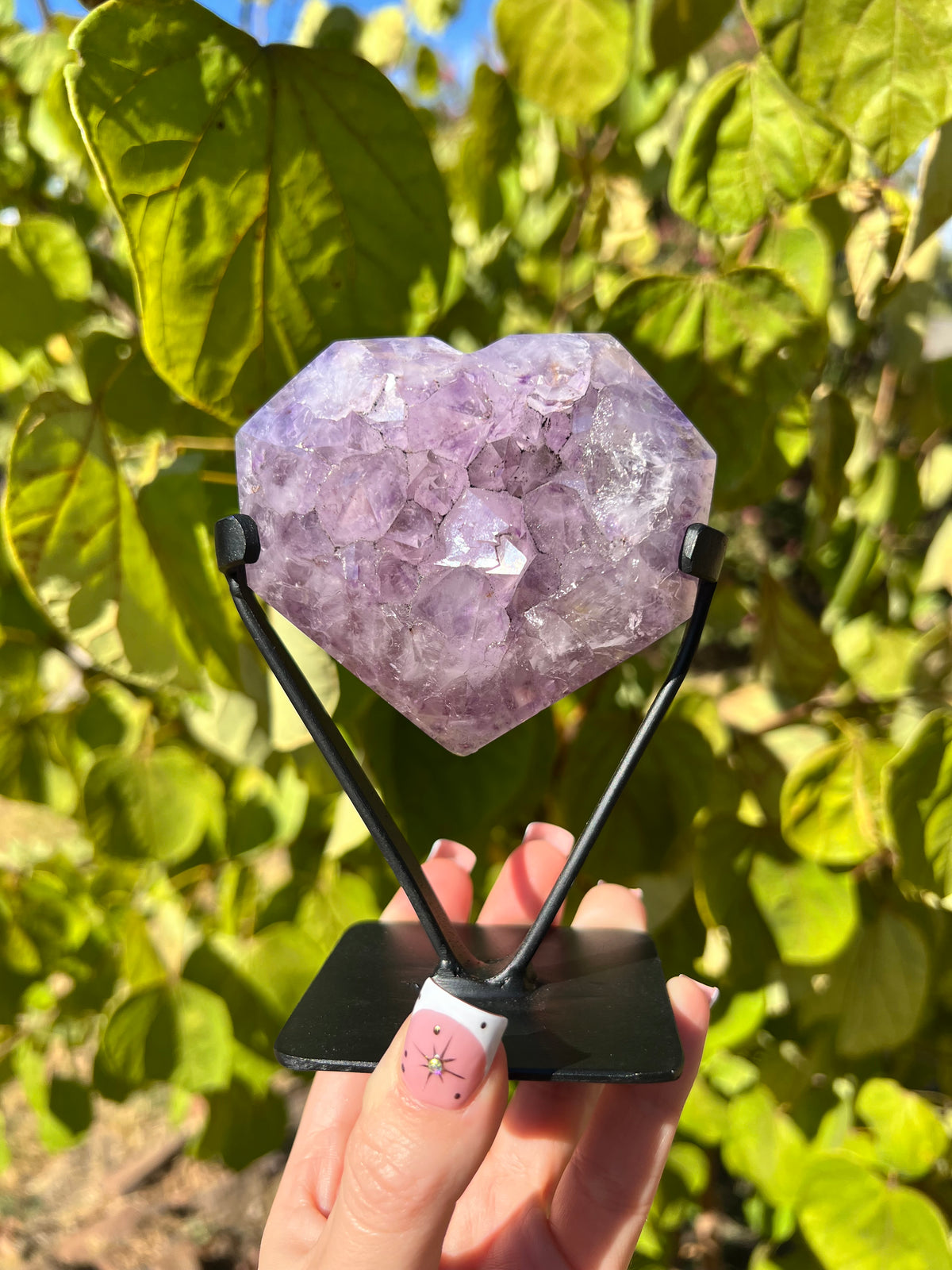 Faceted Amethyst Heart on Stand