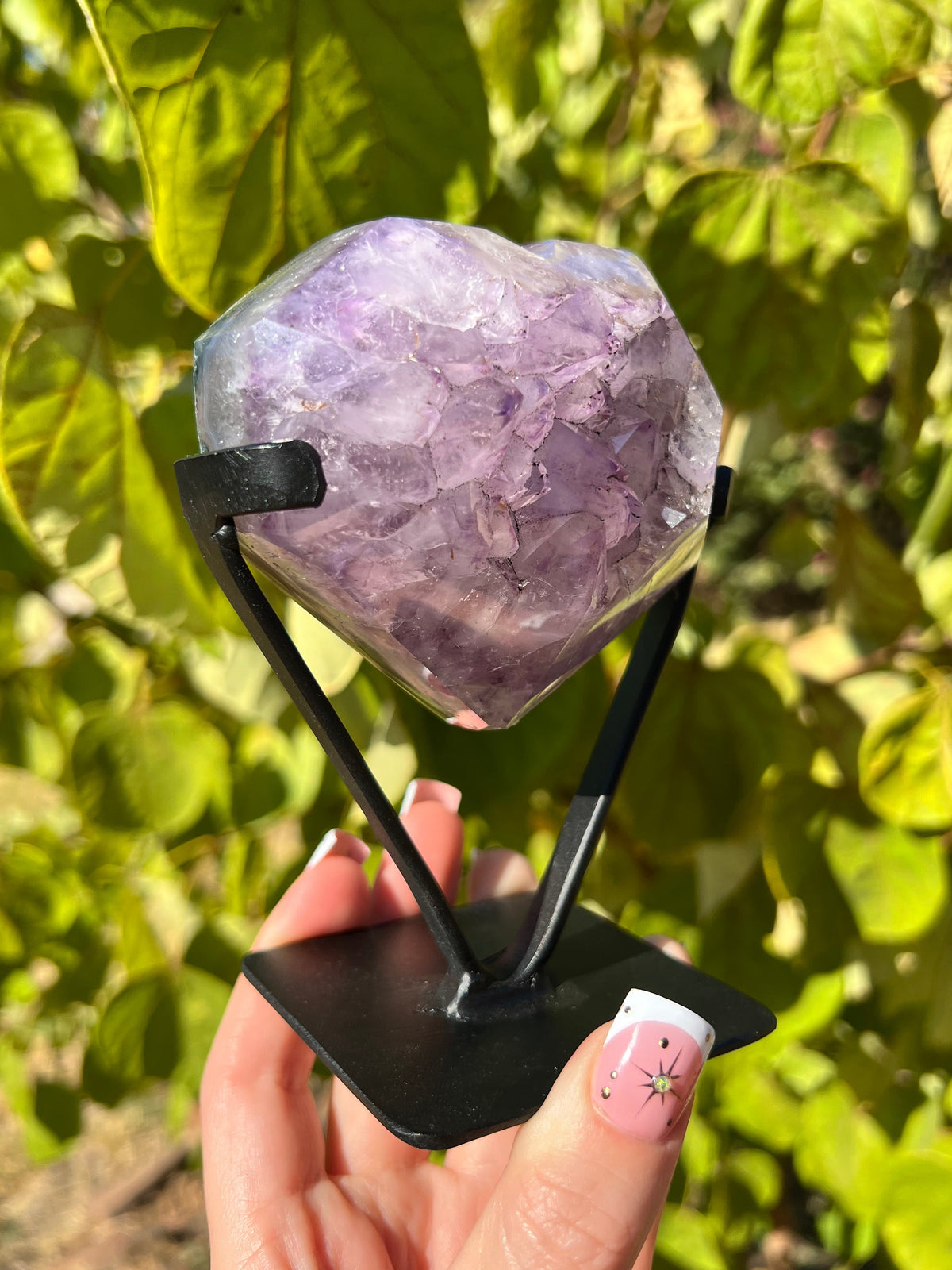 Faceted Amethyst Heart on Stand