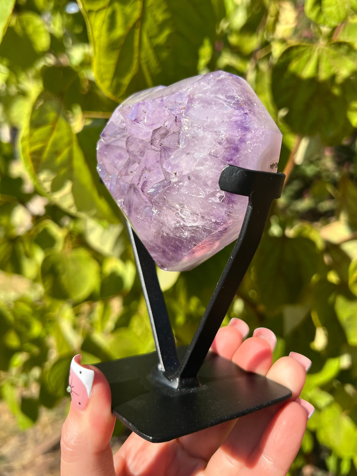 Faceted Amethyst Heart on Stand