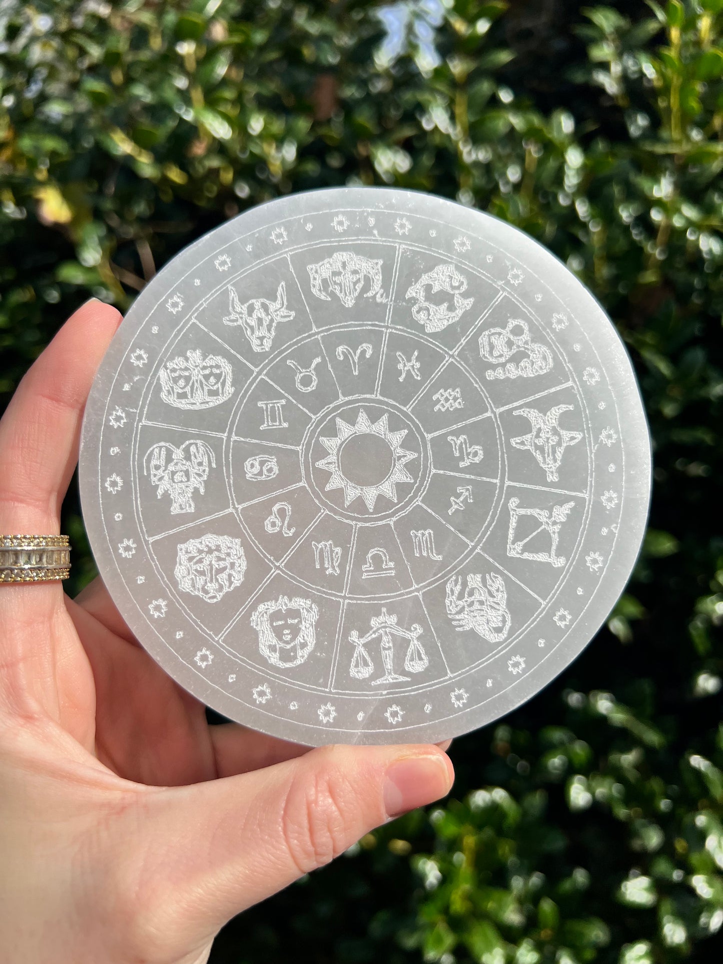 Selenite Zodiac Wheel Charging Plates