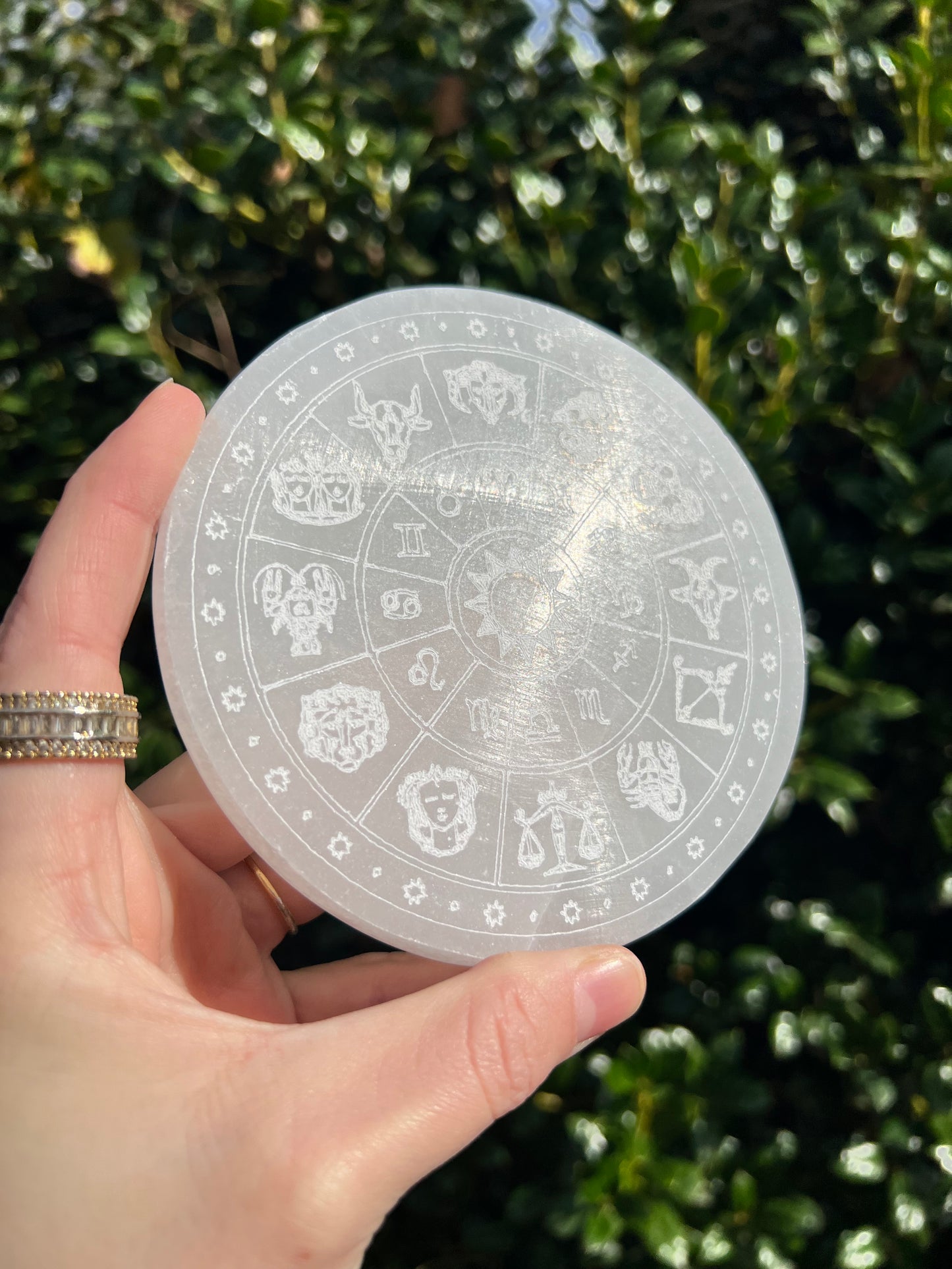Selenite Zodiac Wheel Charging Plates