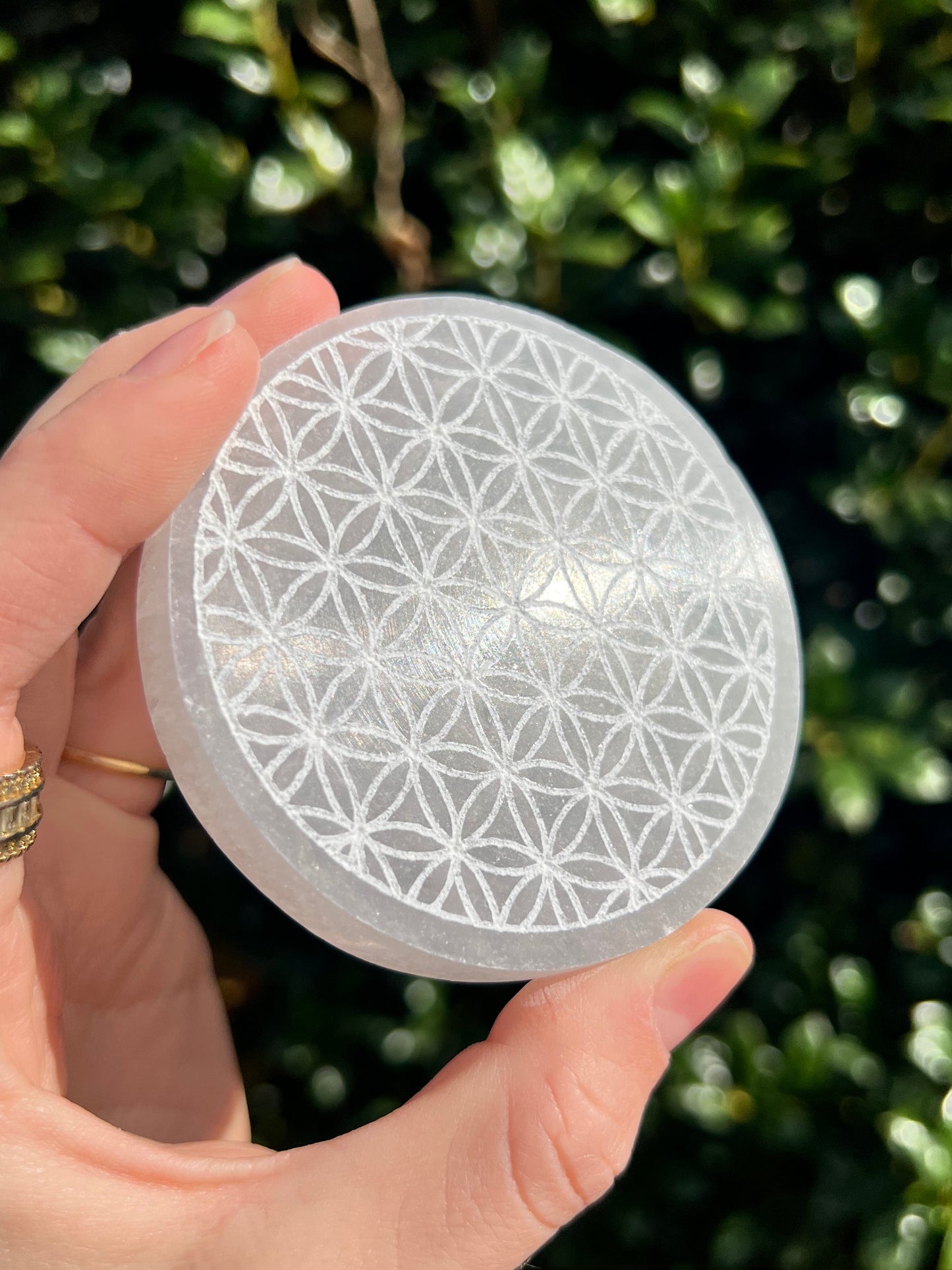 Selenite Flower of Life Charging Plates