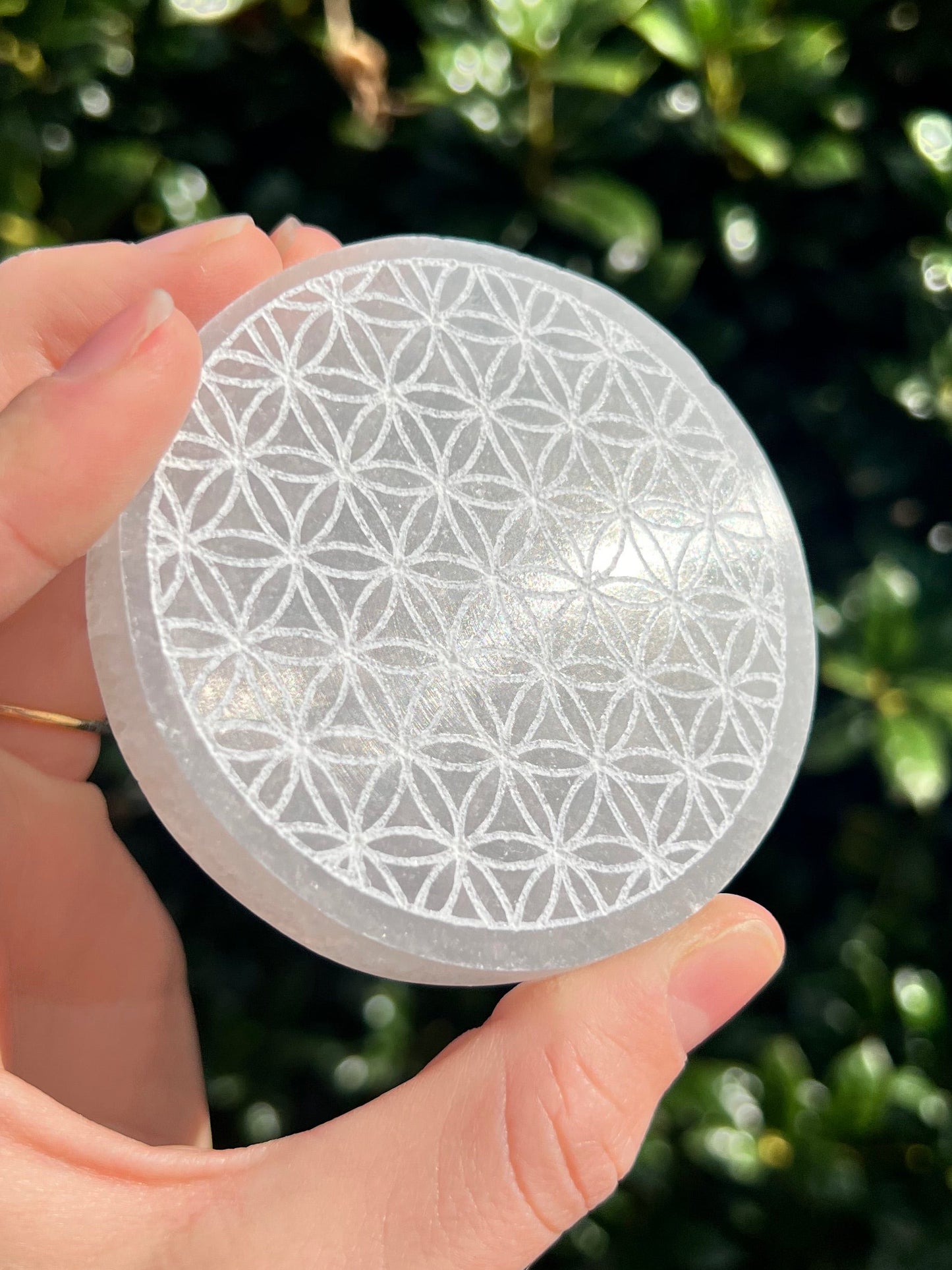Selenite Flower of Life Charging Plates
