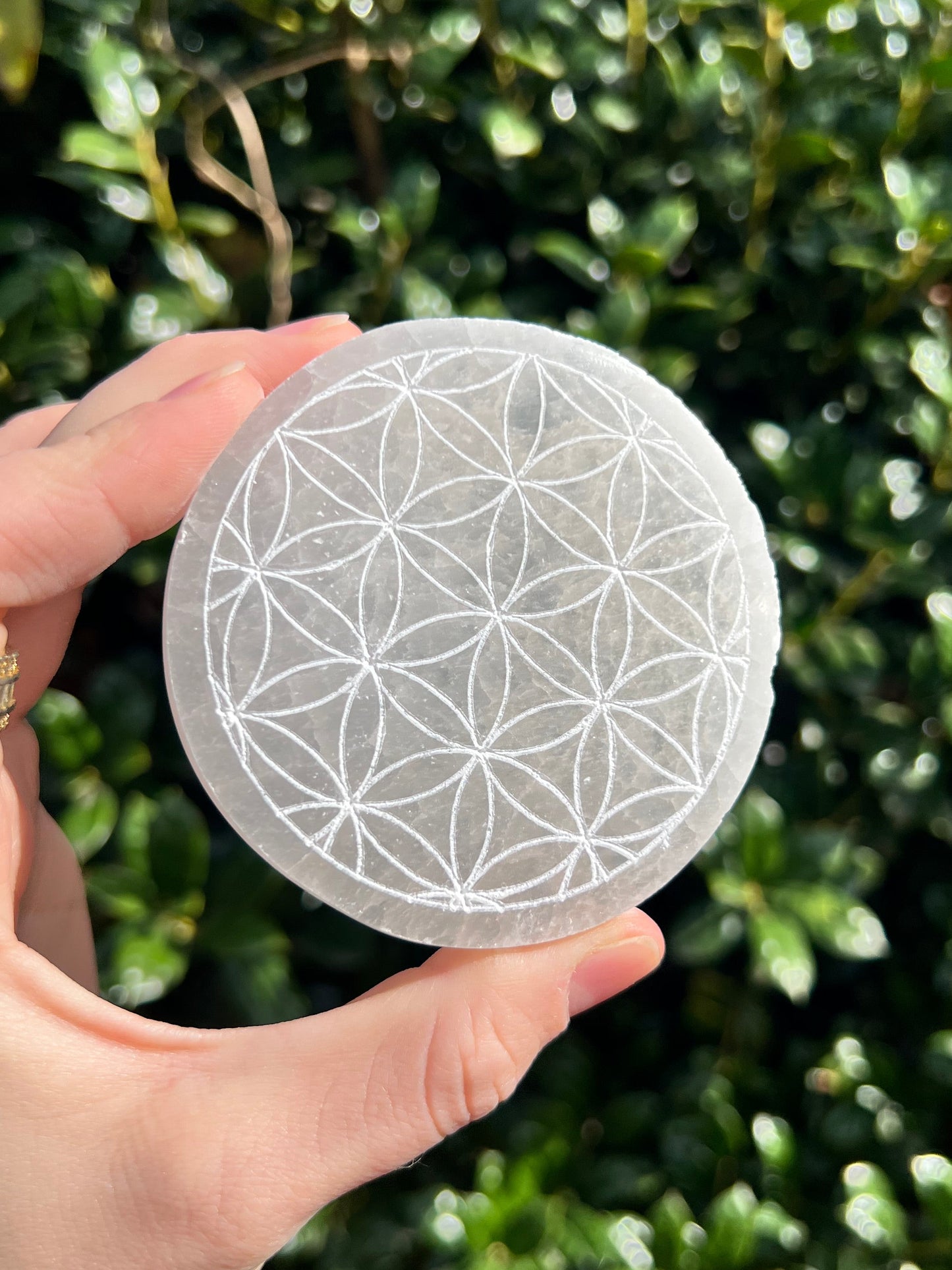 Selenite Flower of Life Charging Plates