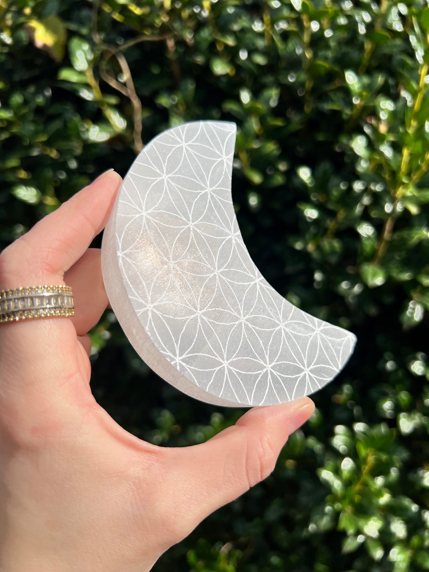 Selenite Flower of Life Moons