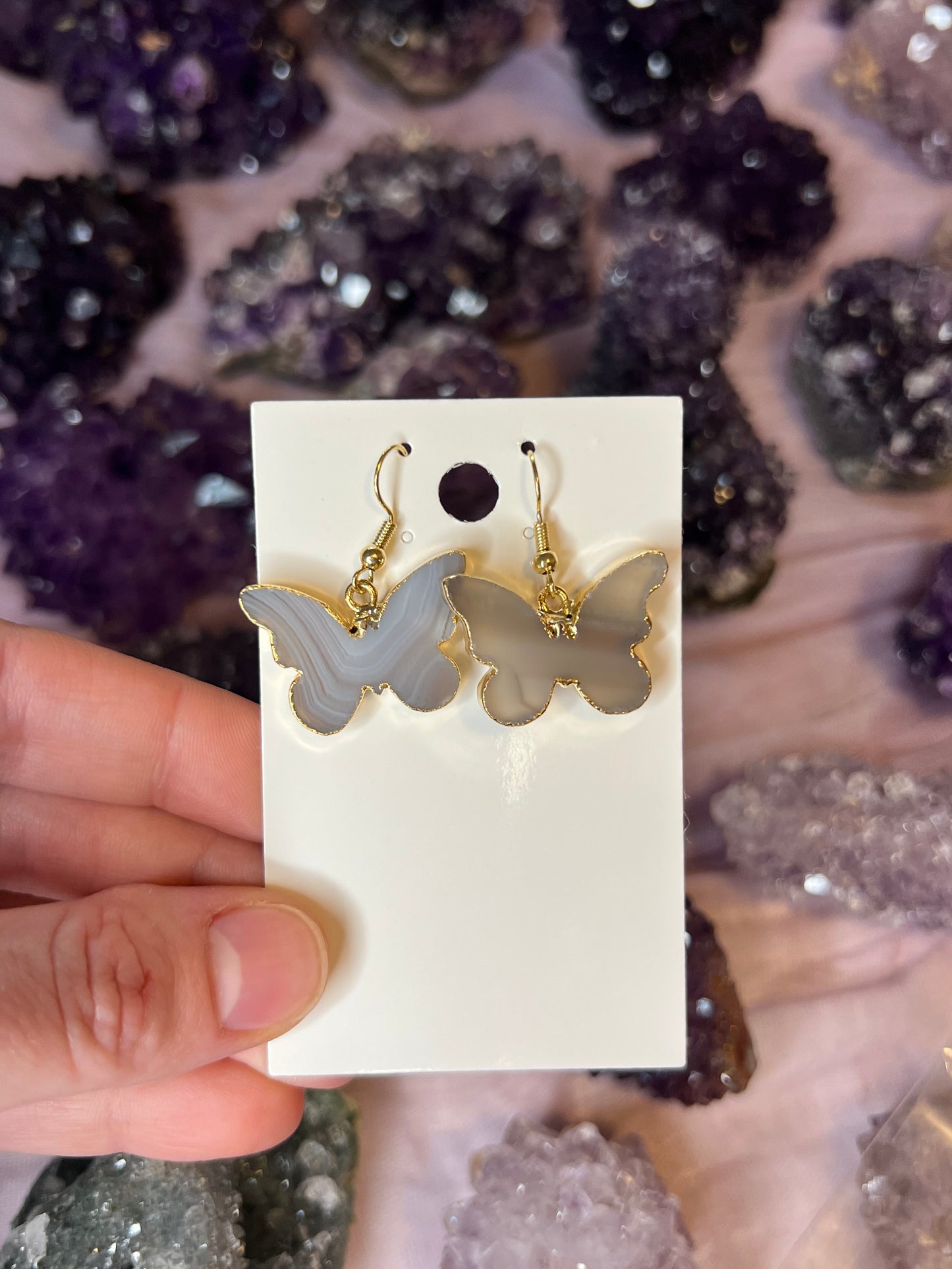 玛瑙蝴蝶耳环