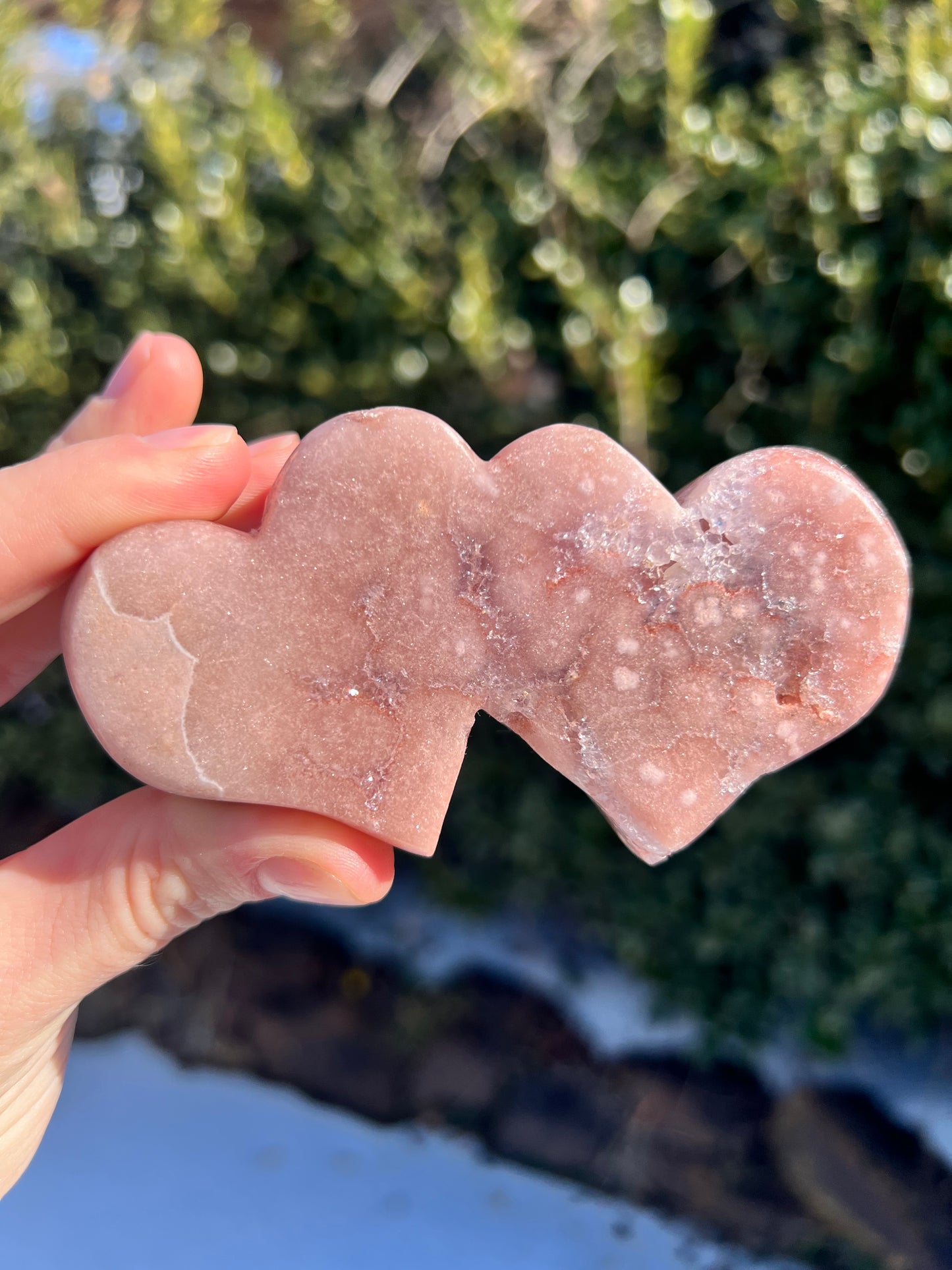 Pink Amethyst Double Hearts