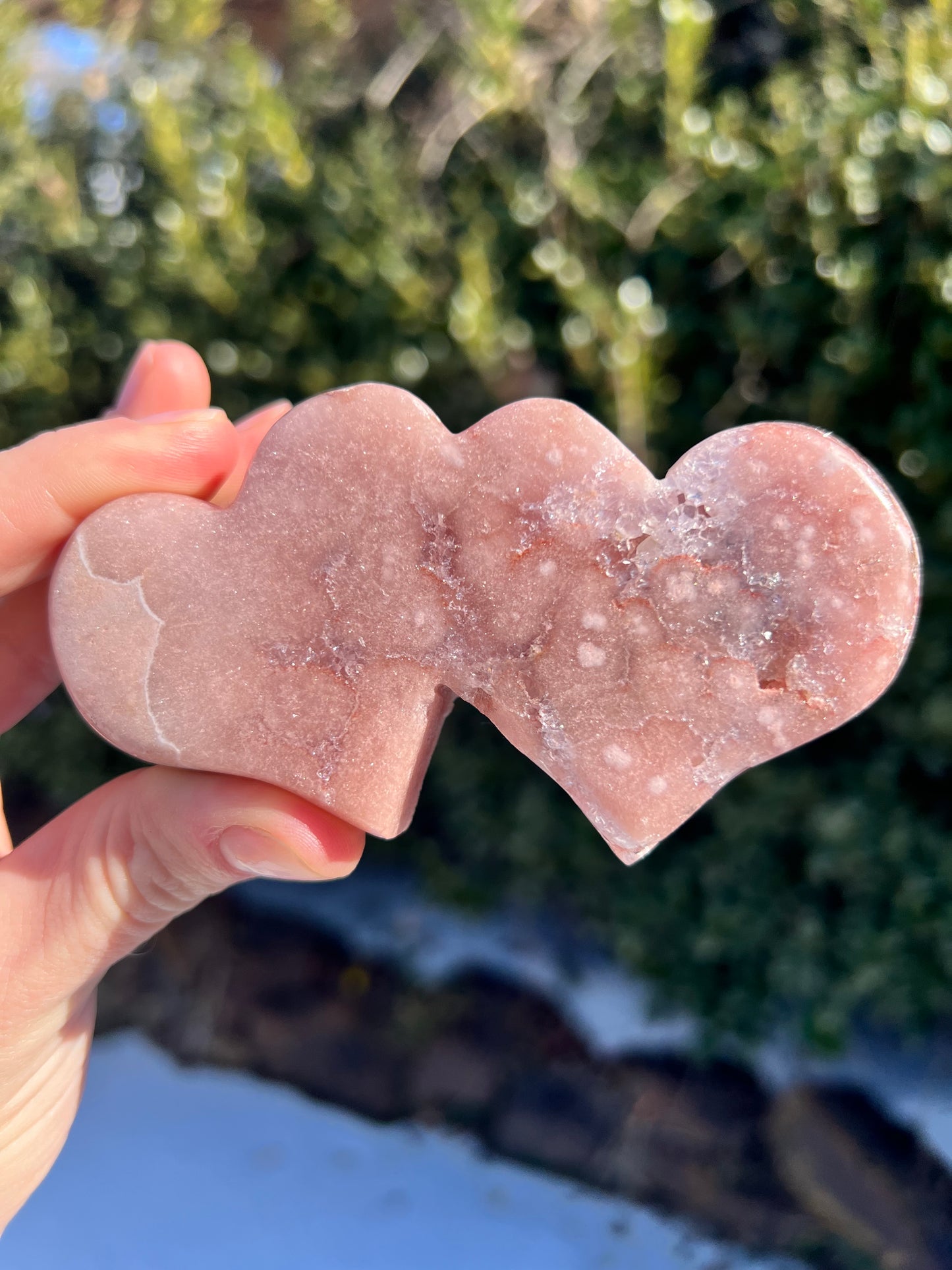Pink Amethyst Double Hearts