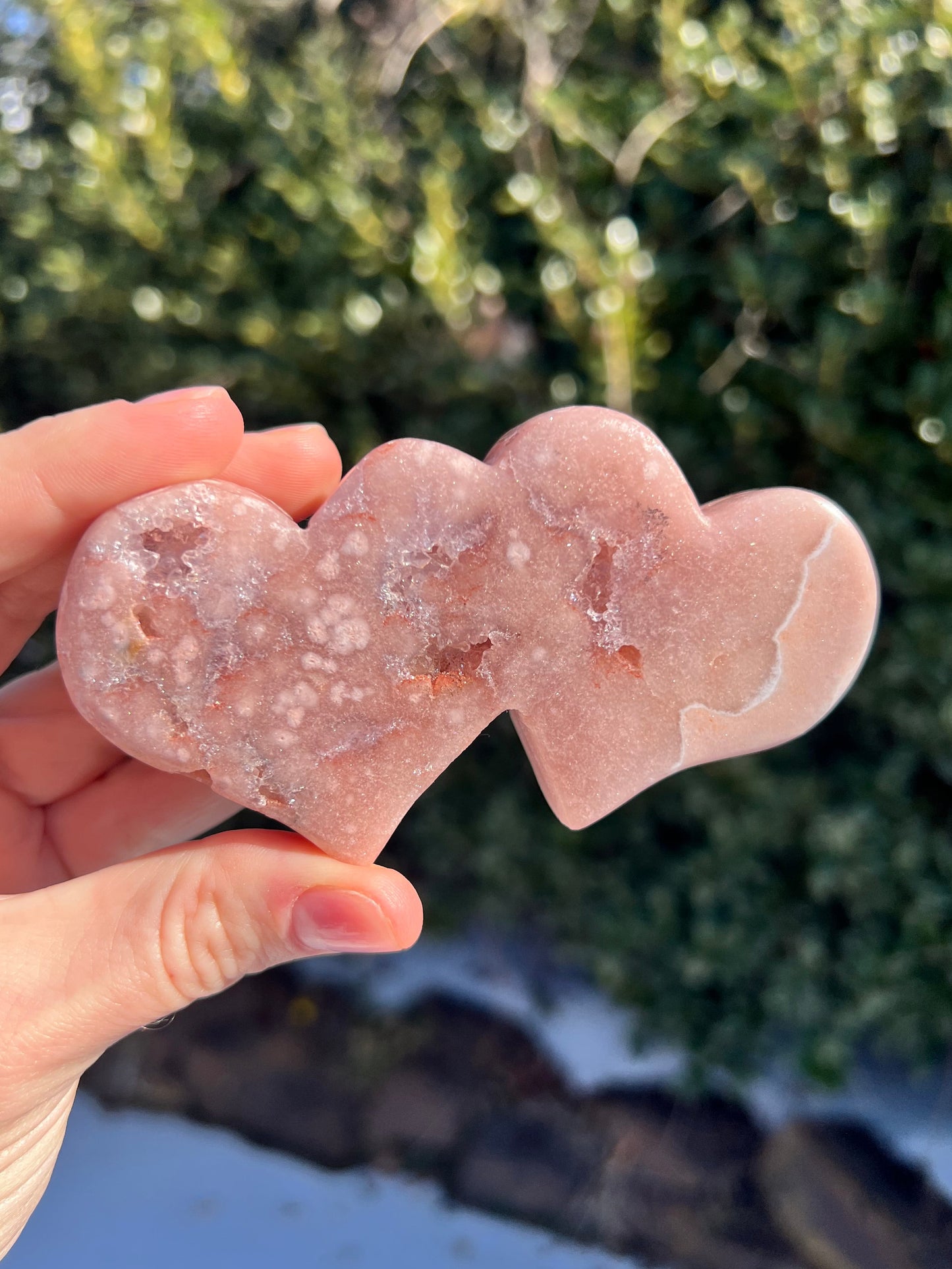Pink Amethyst Double Hearts