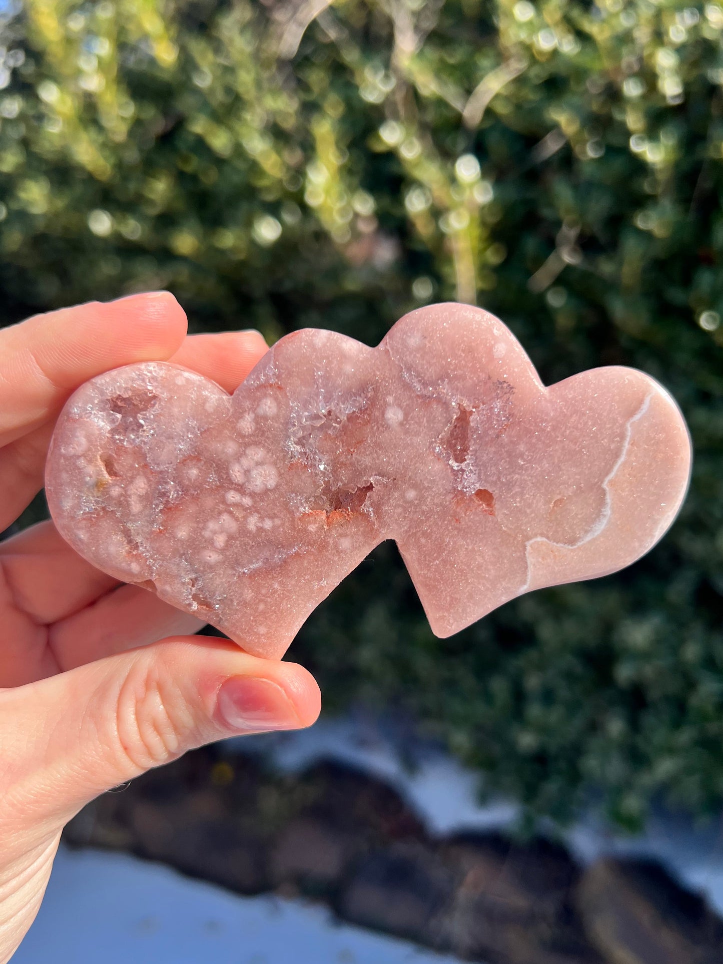Pink Amethyst Double Hearts