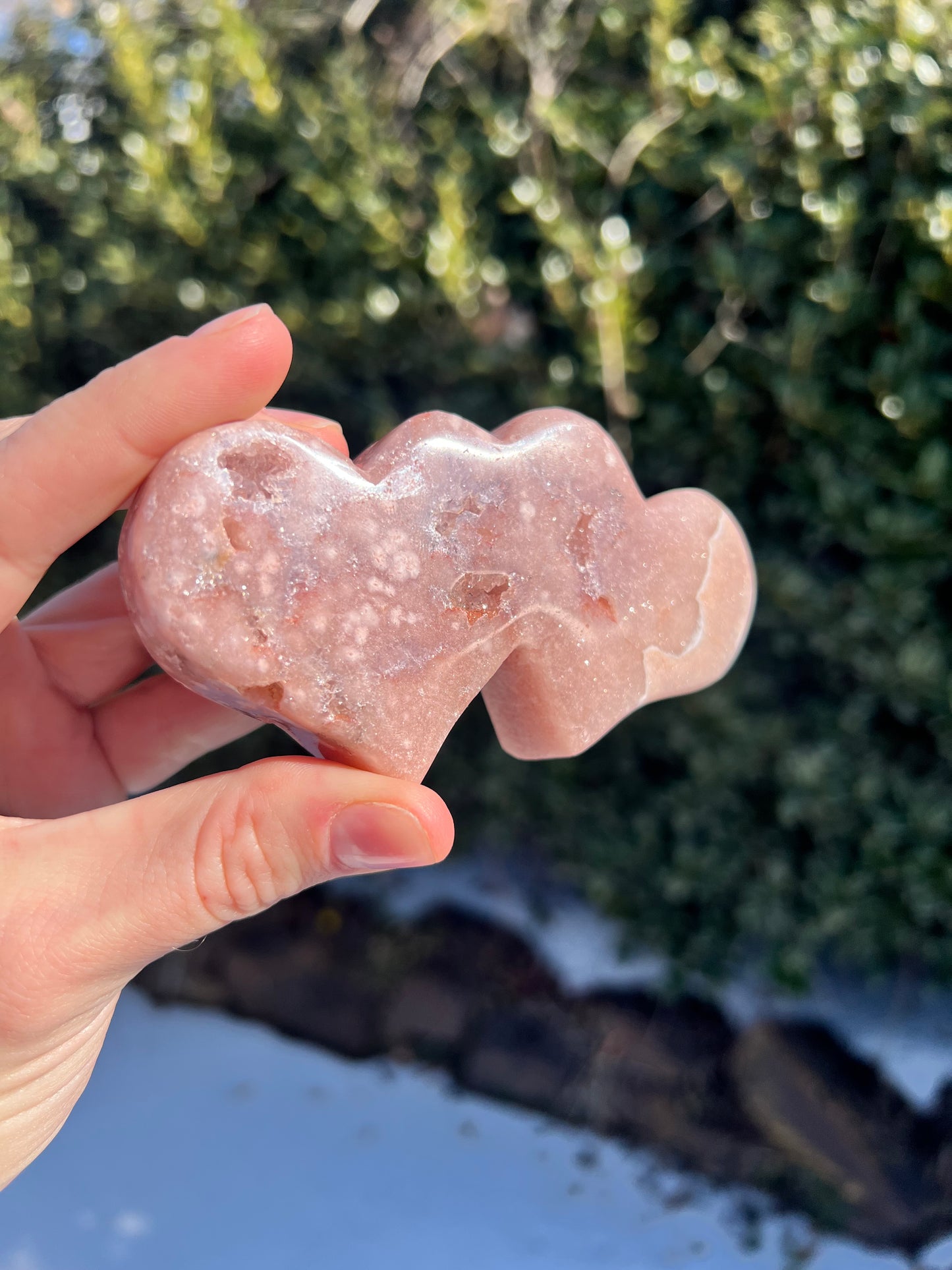 Pink Amethyst Double Hearts