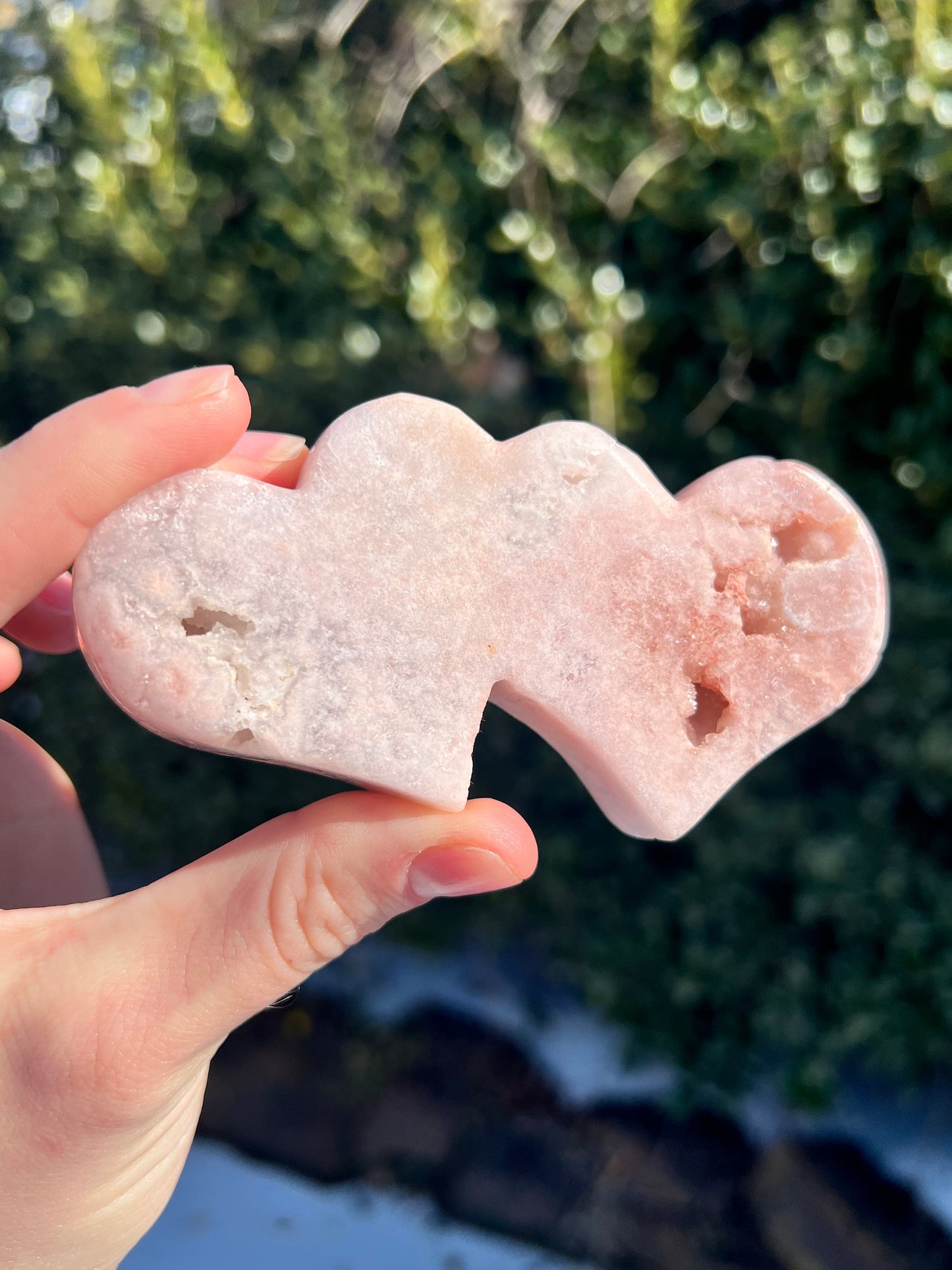 Pink Amethyst Double Hearts