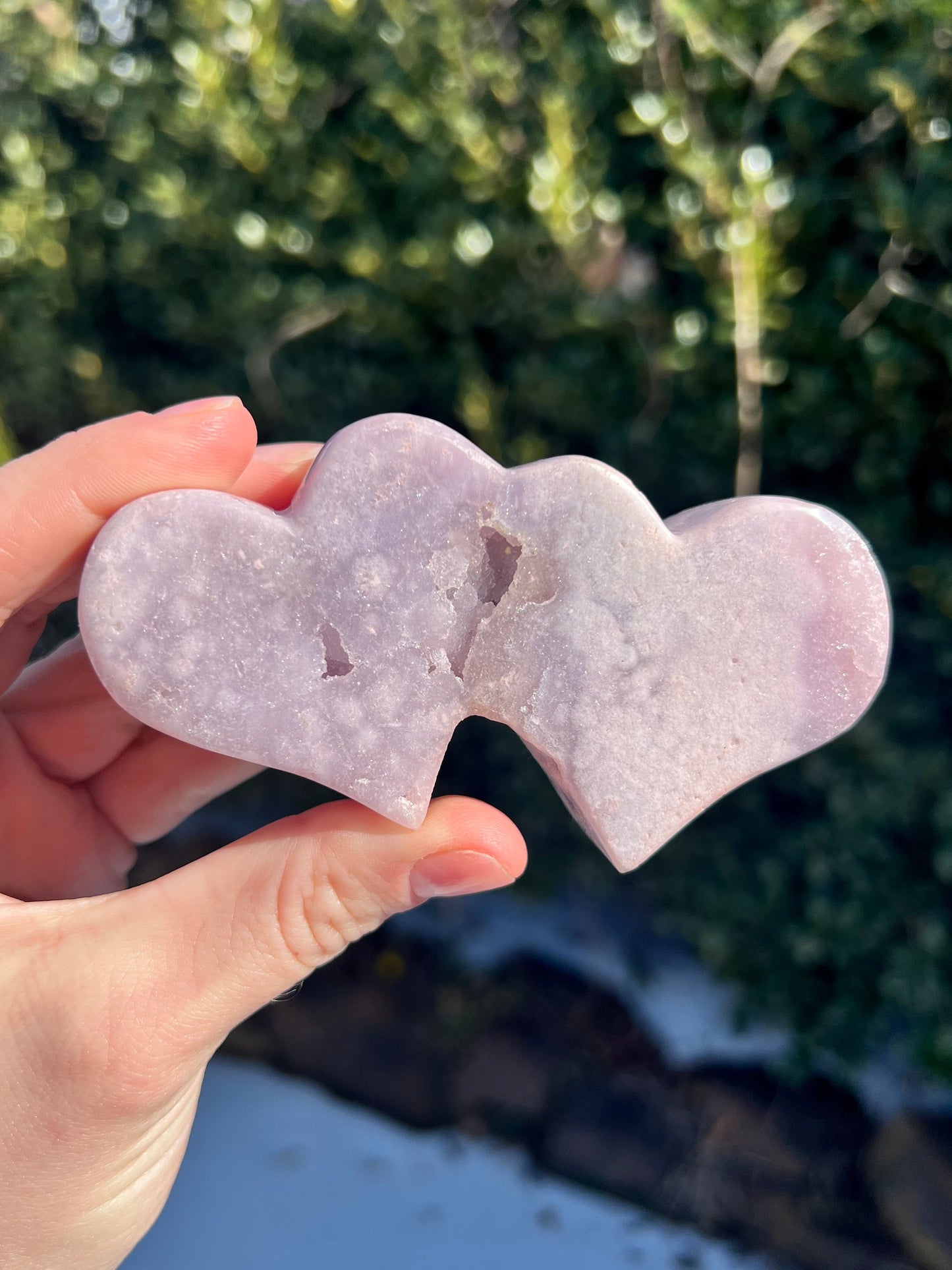 Pink Amethyst Double Hearts