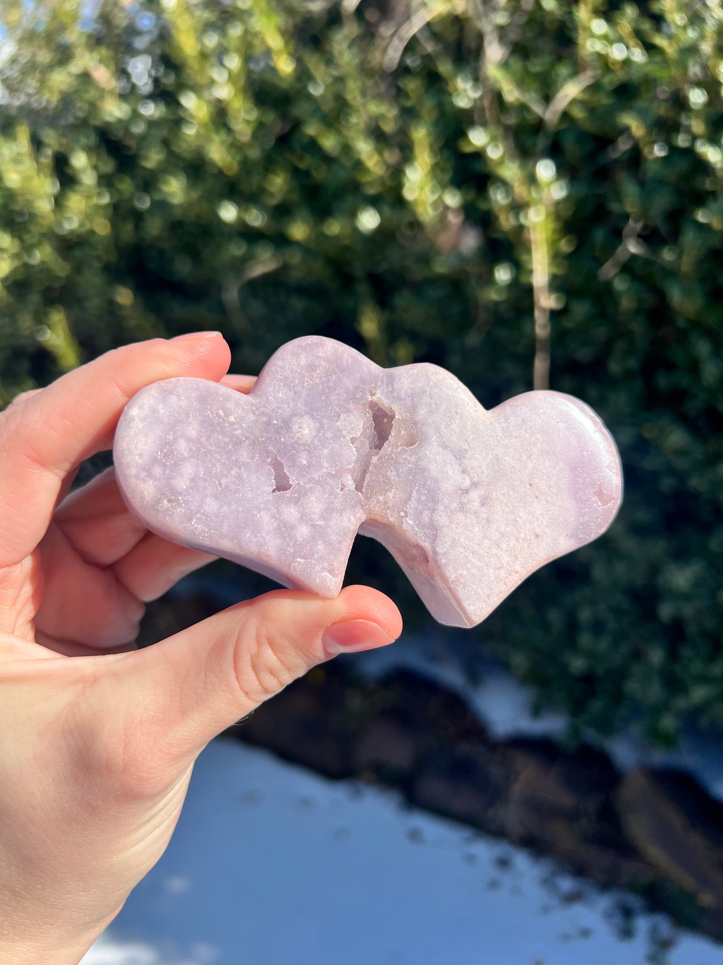 Pink Amethyst Double Hearts